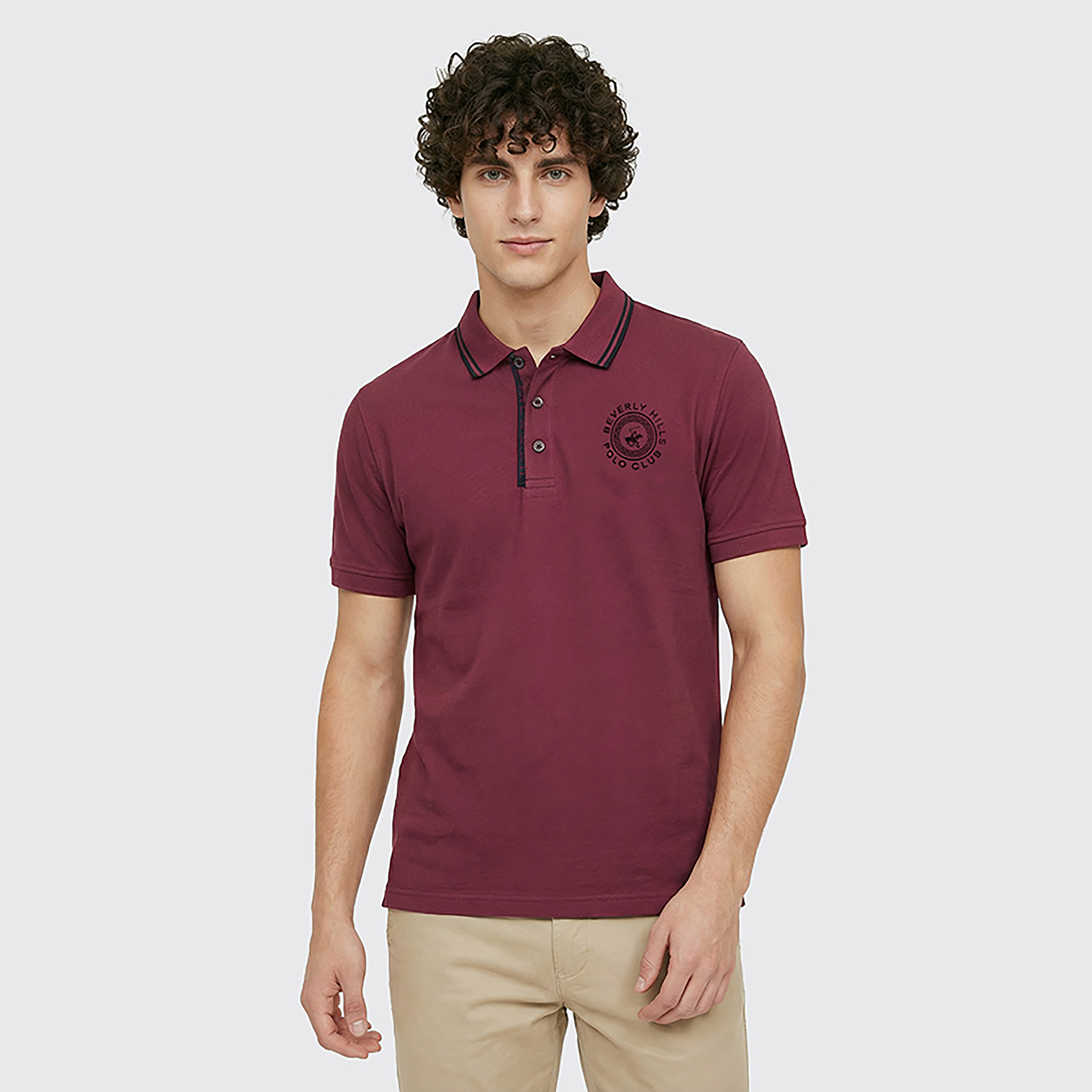 Beverly Hills Polo Club Plain Collared Short Sleeves Men's Polo T-Shirt-men-clothing-tshirtsandpolos-polos-image-1