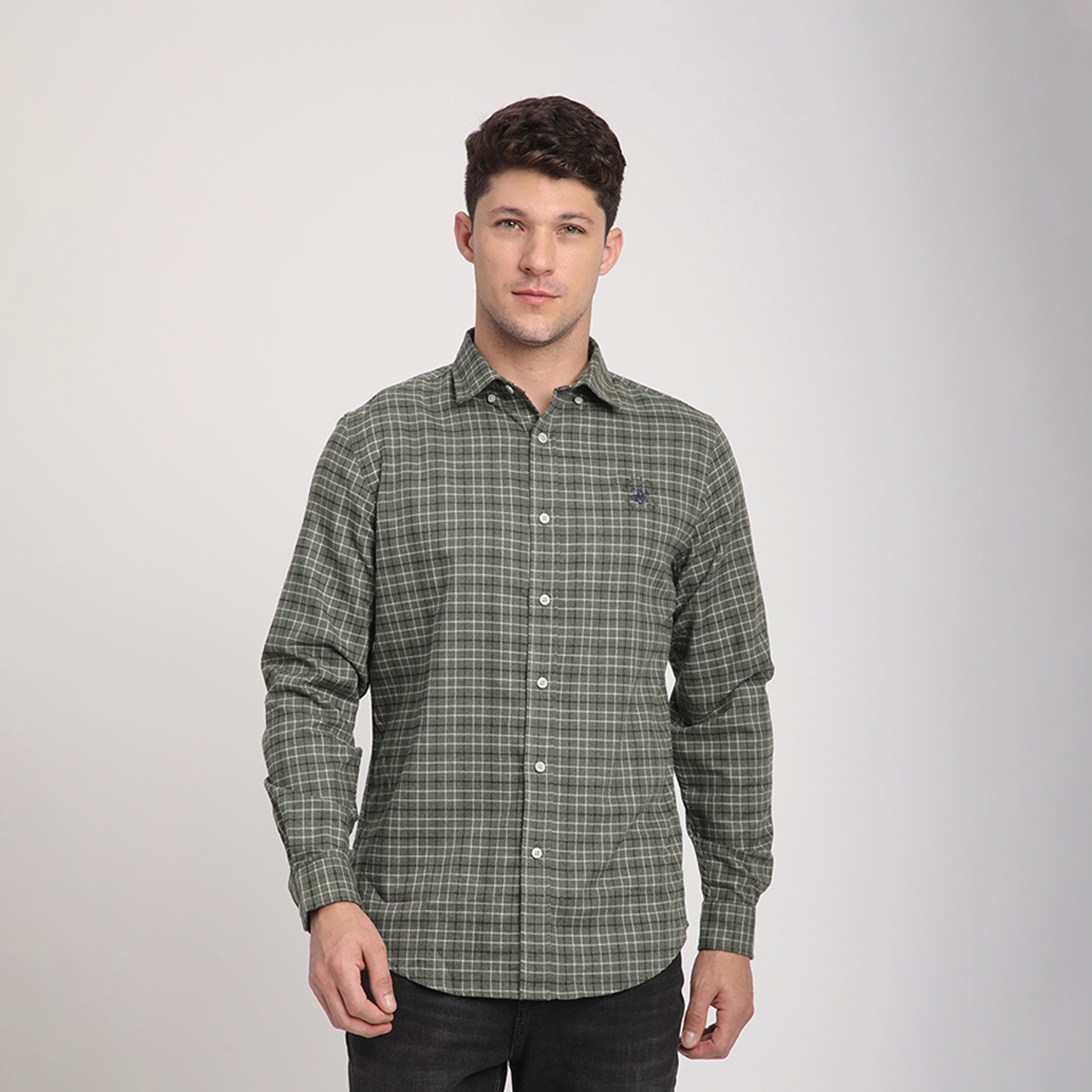 Beverly Hills Polo Club Regular Fit Checked Collared Long Sleeves Shirt-men-clothing-shirts-image-1