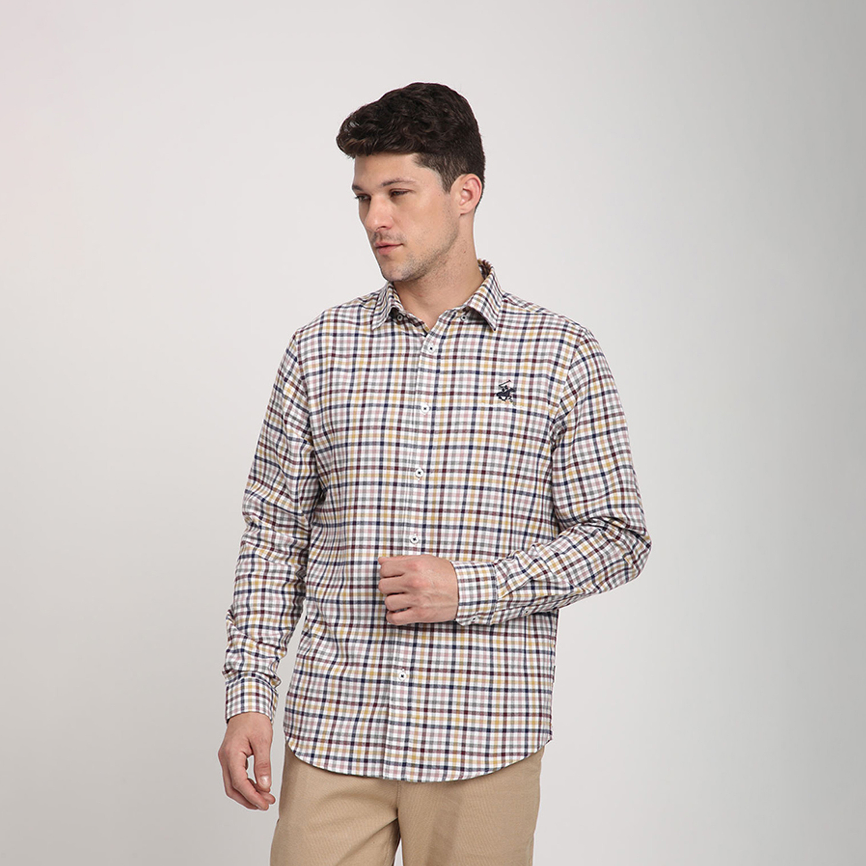 Beverly Hills Polo Club Regular Fit Checked Collared Long Sleeves Shirt-men-clothing-shirts-image-1