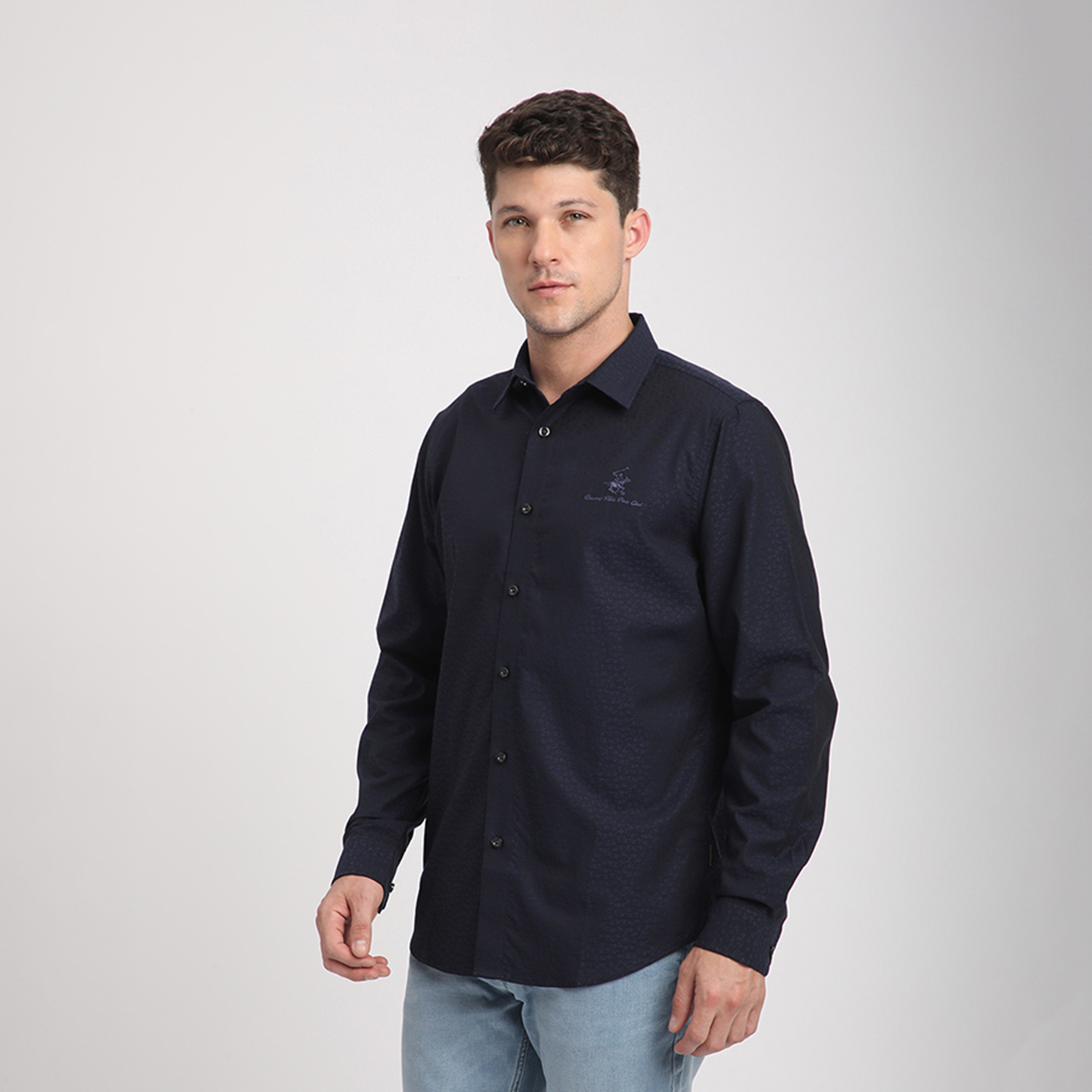 بيفرلي هيلز بولو كلوب-  قميص بياقة وأكمام طويلة بقصّة عادية - سادة-men-clothing-shirts-image-2