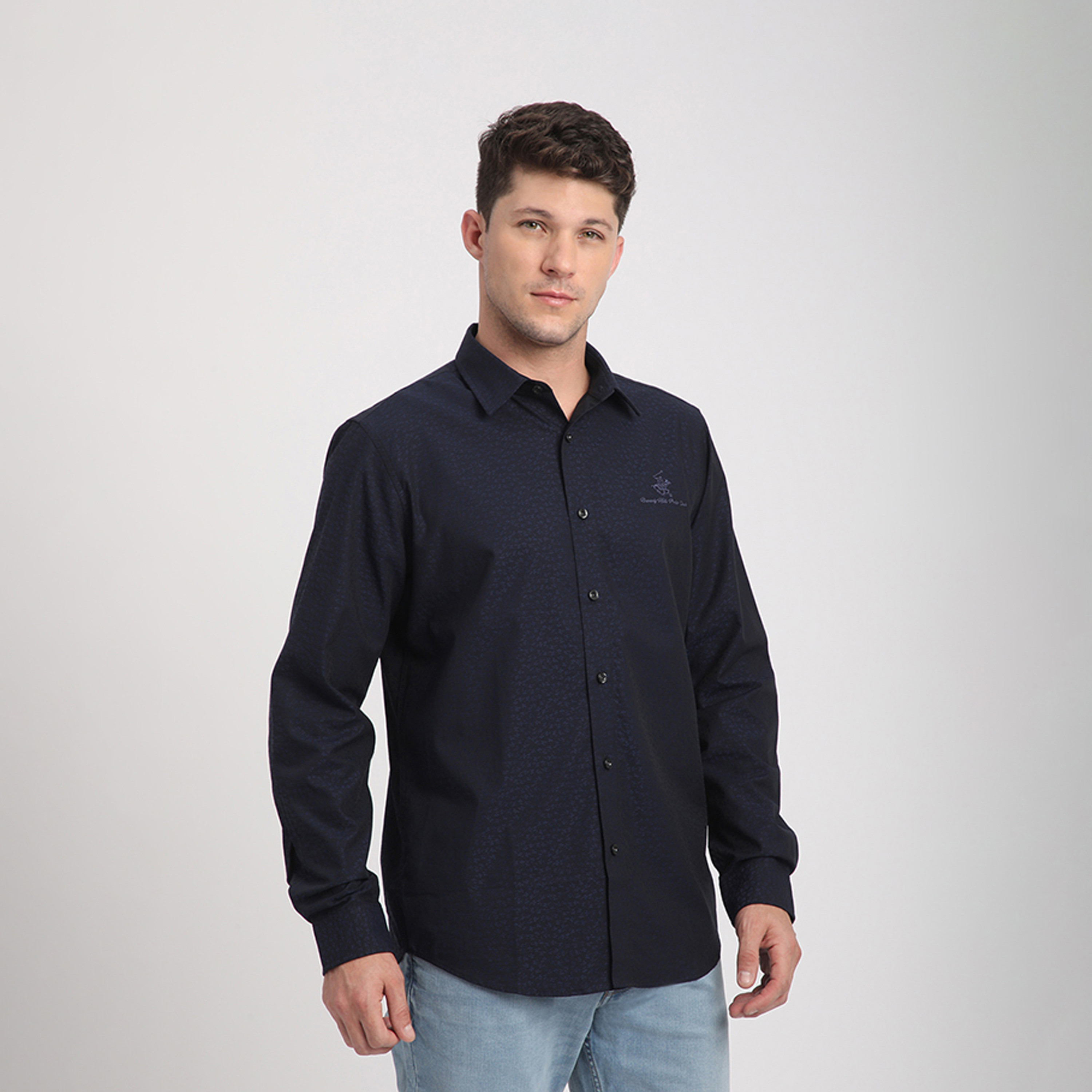 بيفرلي هيلز بولو كلوب-  قميص بياقة وأكمام طويلة بقصّة عادية - سادة-men-clothing-shirts-image-3