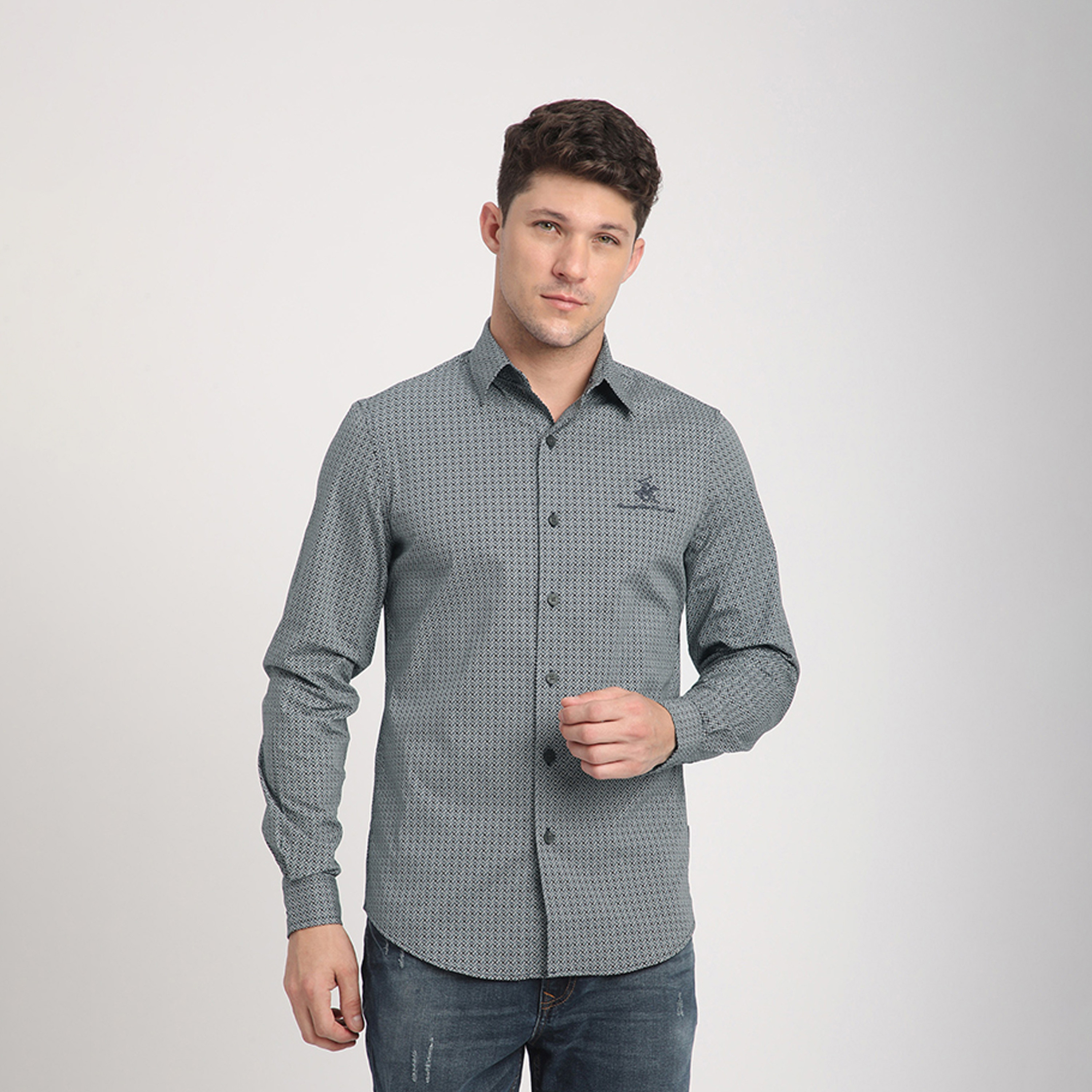 Beverly Hills Polo Club Regular Fit -Blank- Collared Long Sleeves Shirt-men-clothing-shirts-image-1