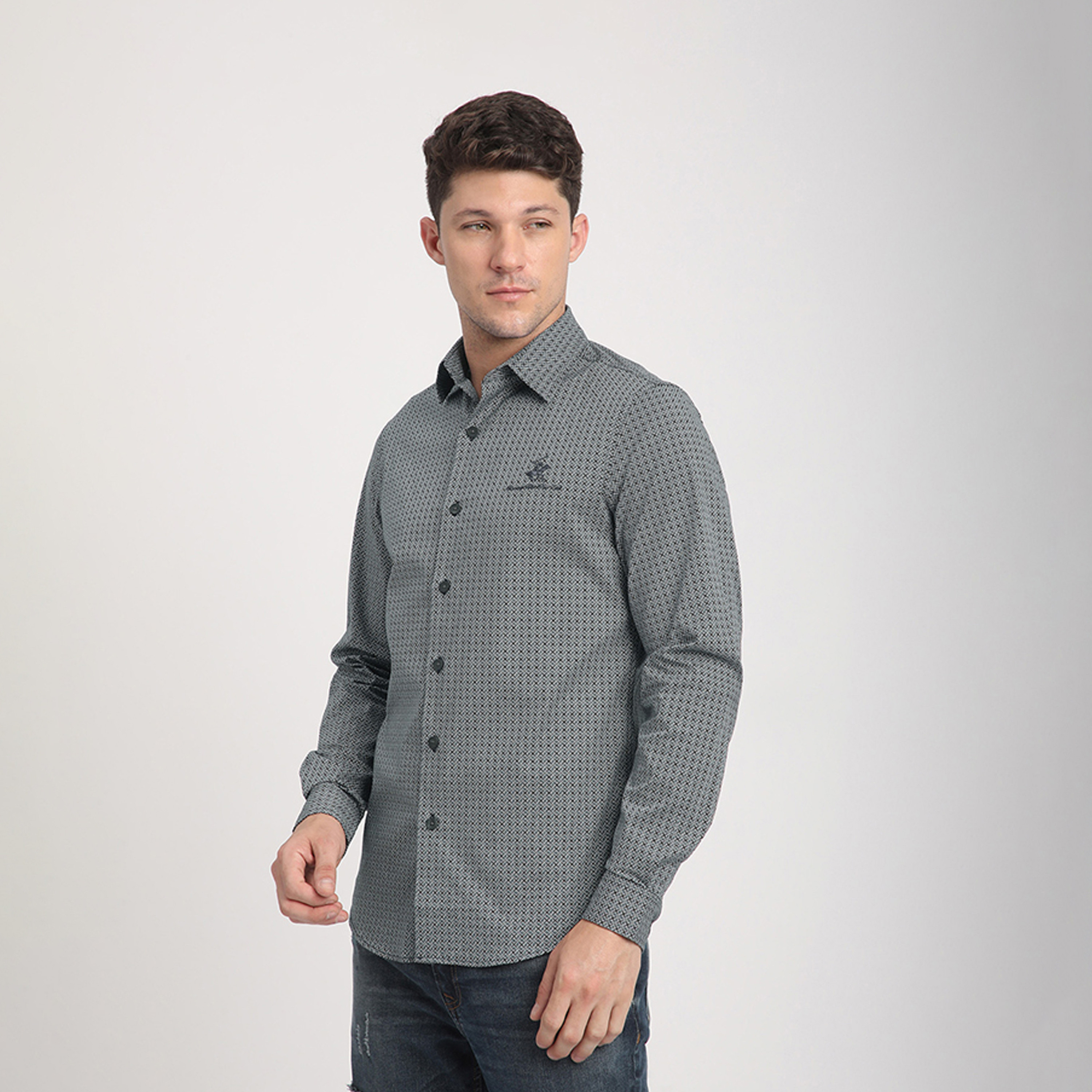 Beverly Hills Polo Club Regular Fit -Blank- Collared Long Sleeves Shirt-men-clothing-shirts-image-2