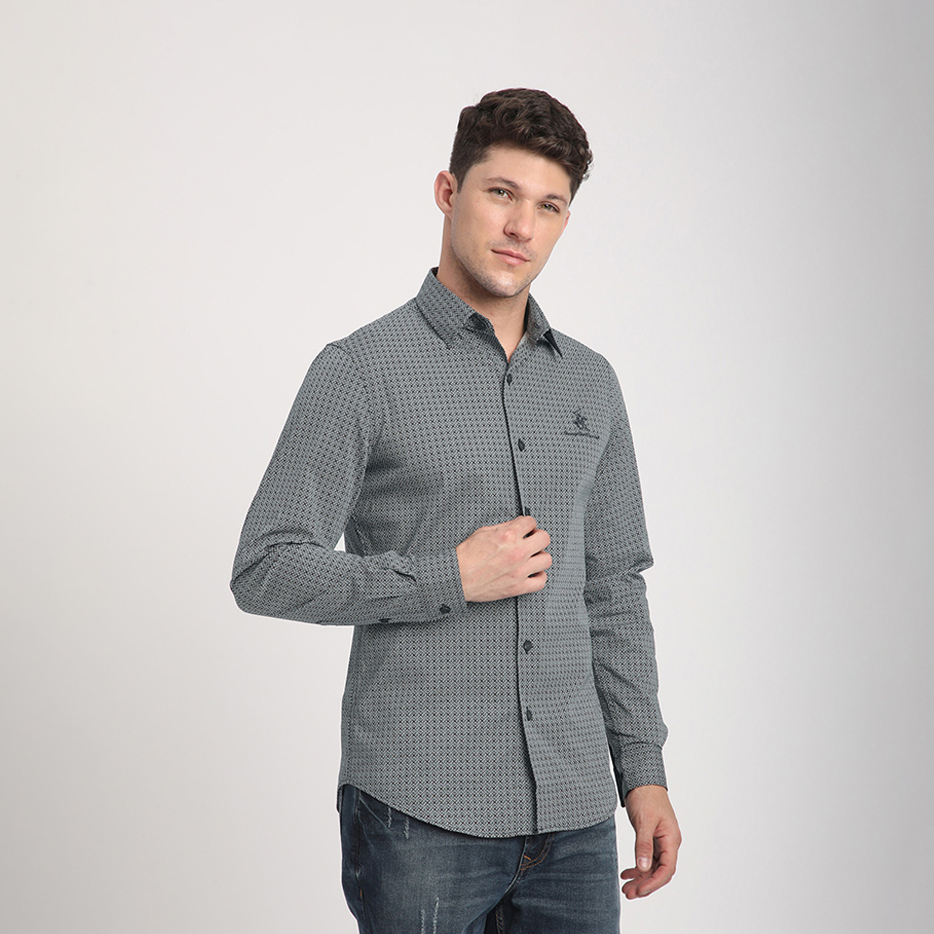 Beverly Hills Polo Club Regular Fit -Blank- Collared Long Sleeves Shirt-men-clothing-shirts-image-3