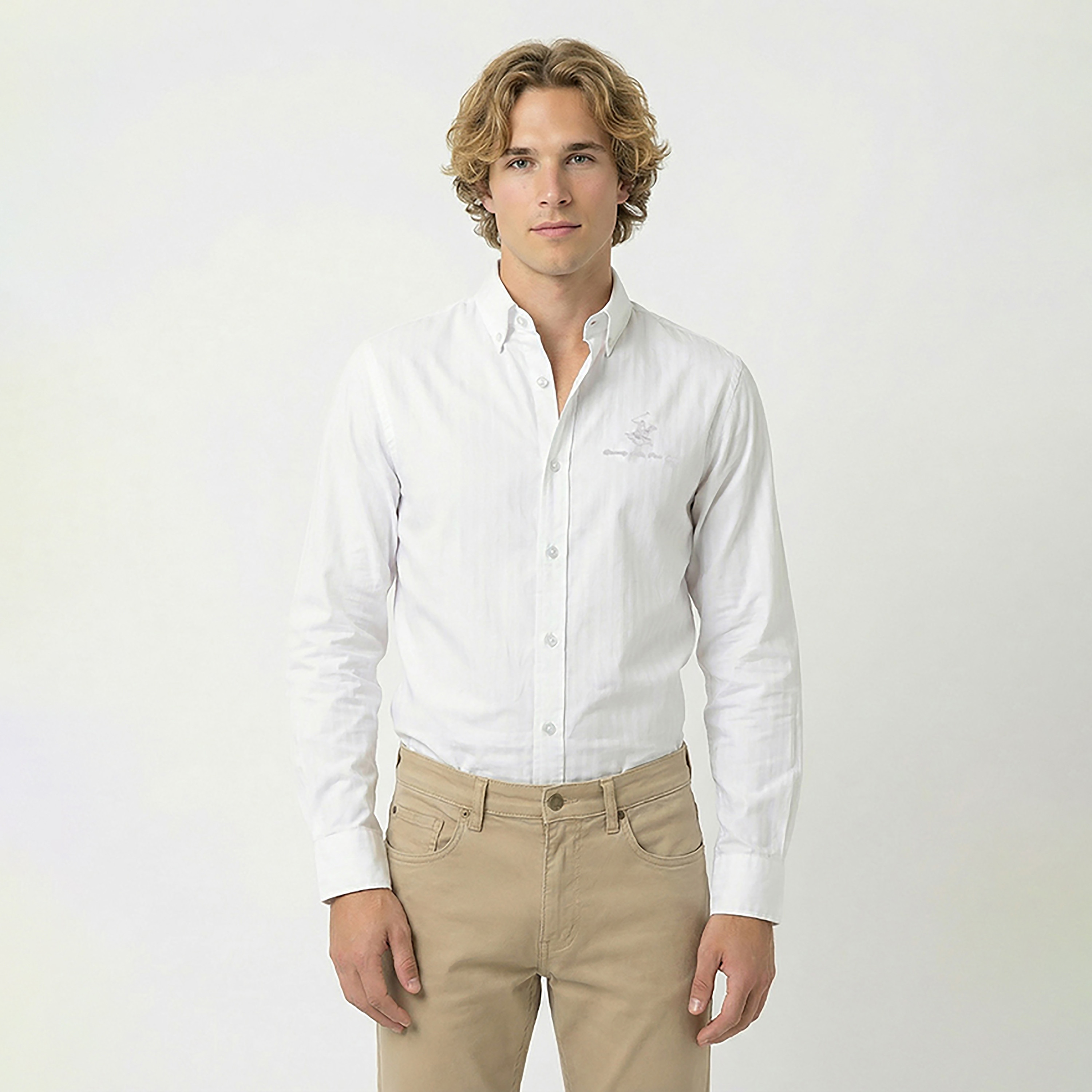 قميص رجالي مخطط بقصة عادية بأكمام طويلة وياقة بأزرار من بيفرلي هيلز بولو كلوب-men-clothing-shirts-image-1