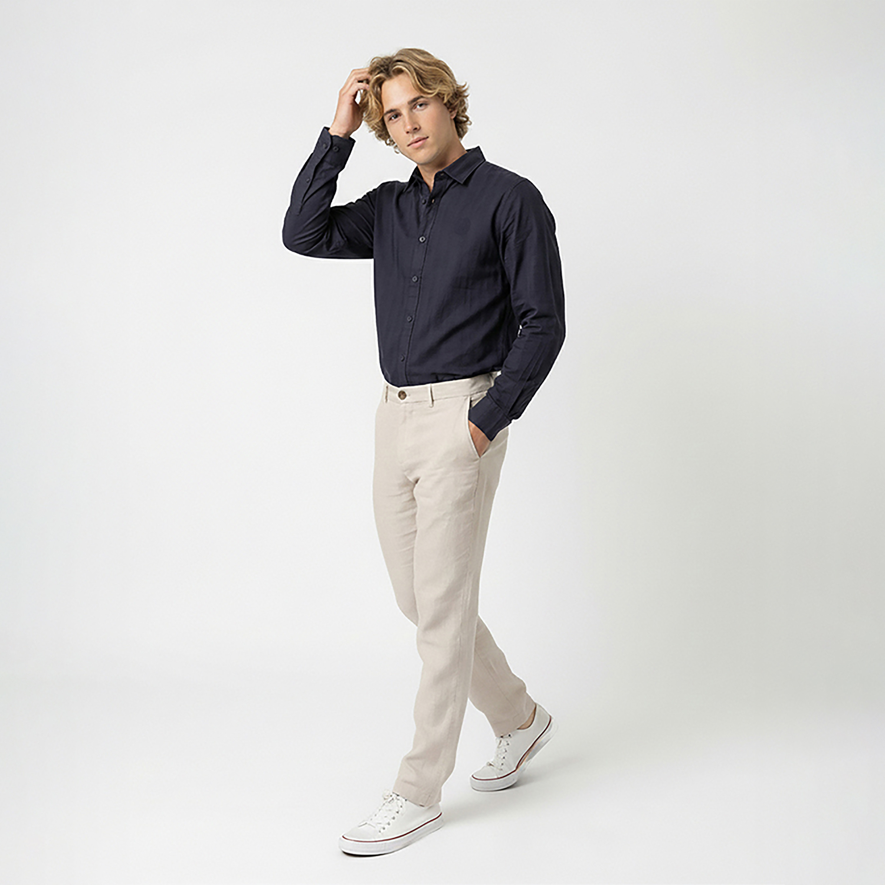 Beverly Hills Polo Club Regular Fit Striped Button Down Collar Long Sleeves Men's Shirt-men-clothing-shirts-image-3