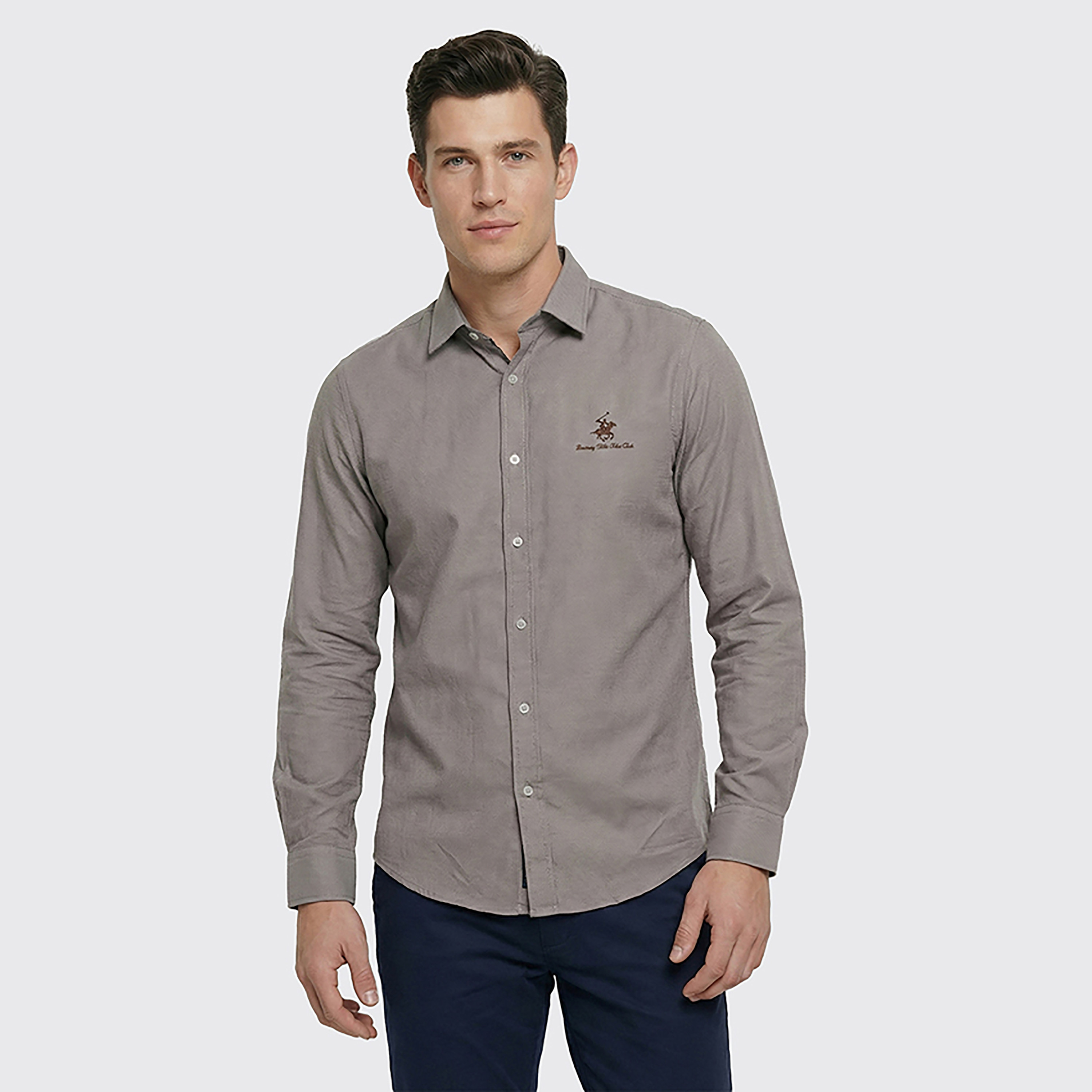 قميص رجالي بقصّة عادية سادة وأزرار وأكمام طويلة من بيفرلي هيلز بولو كلوب-men-clothing-shirts-image-5