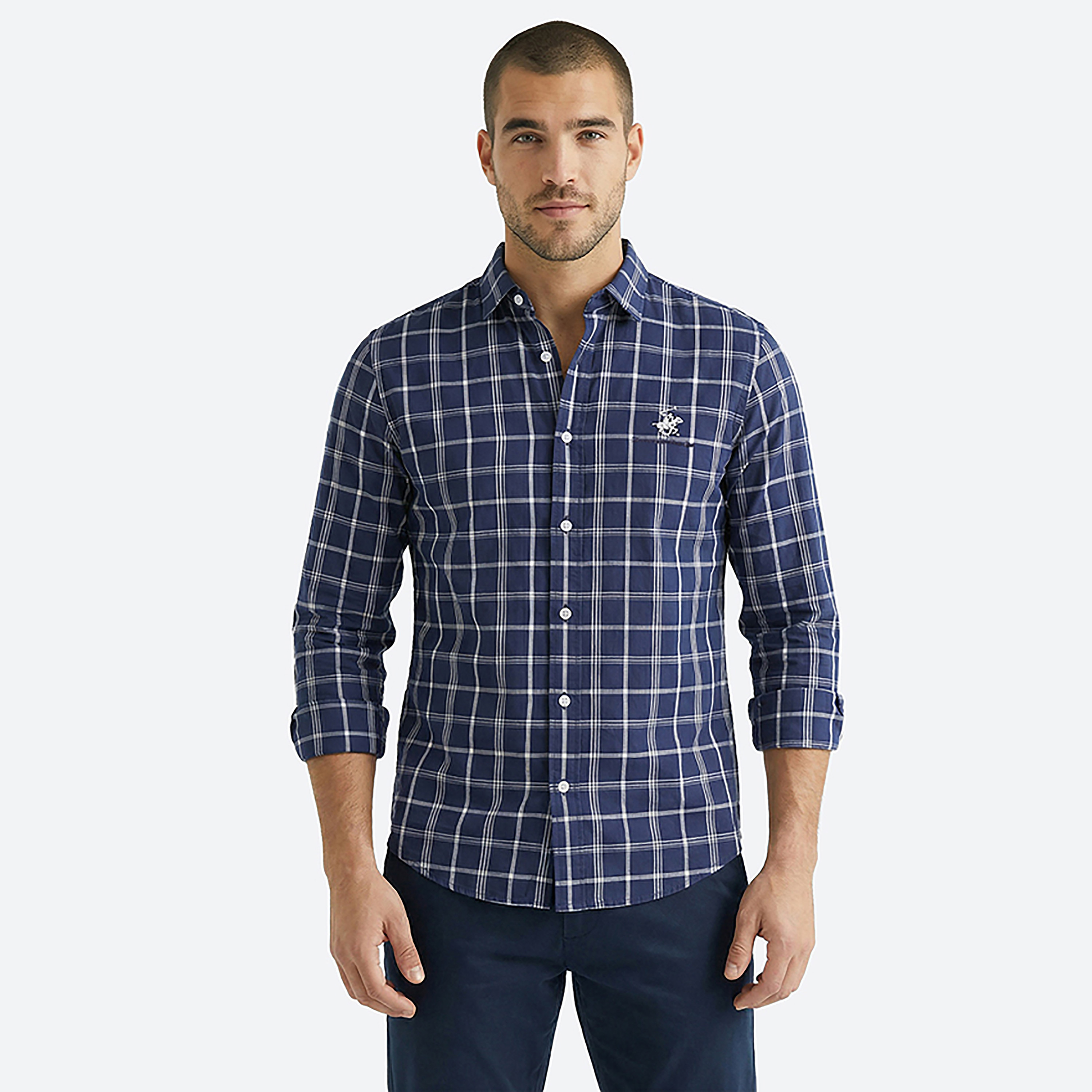 Beverly Hills Polo Club Regular Fit Checked Collared Long Sleeves Men's Shirt-men-clothing-shirts-image-1