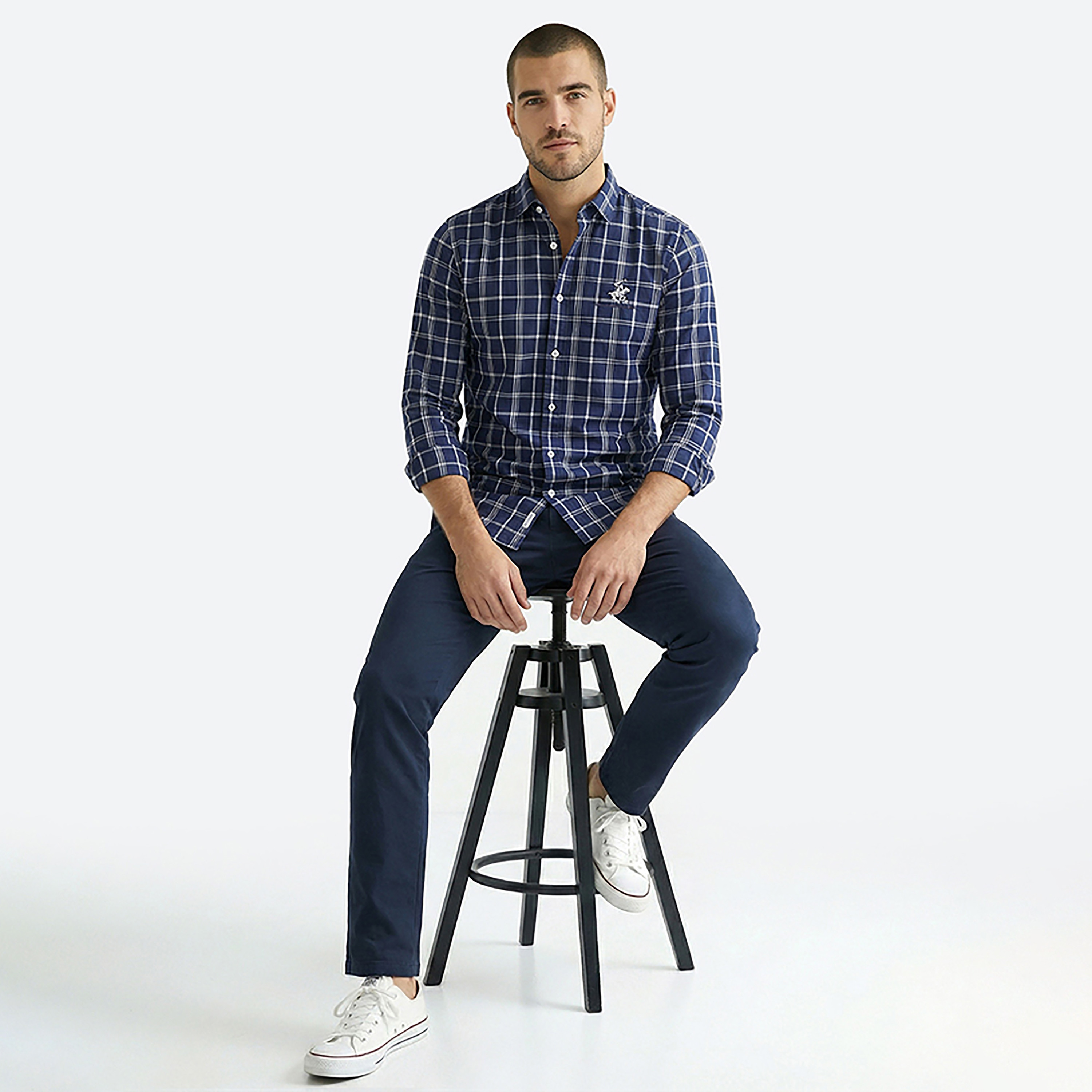 Beverly Hills Polo Club Regular Fit Checked Collared Long Sleeves Men's Shirt-men-clothing-shirts-image-2