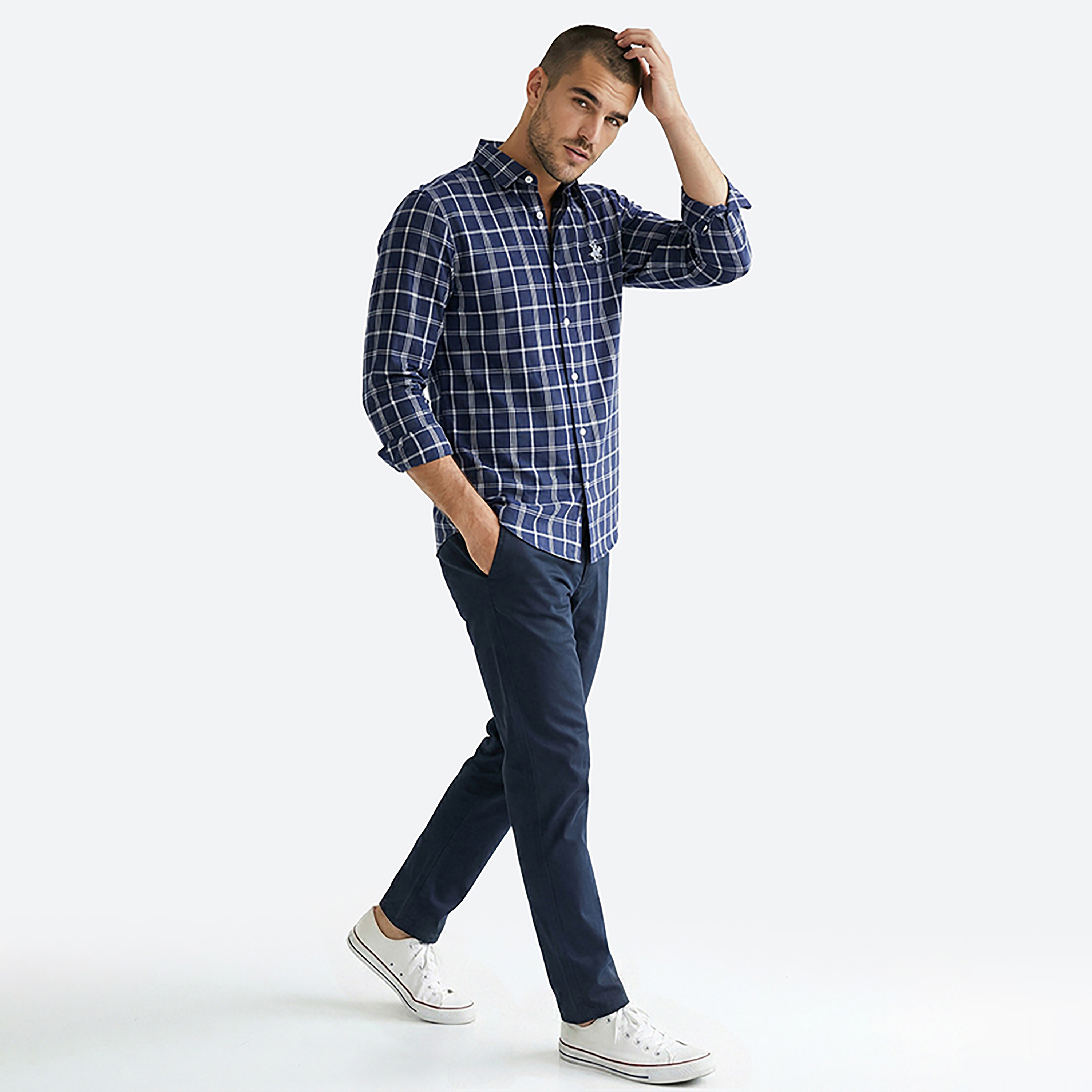 Beverly Hills Polo Club Regular Fit Checked Collared Long Sleeves Men's Shirt-men-clothing-shirts-image-3