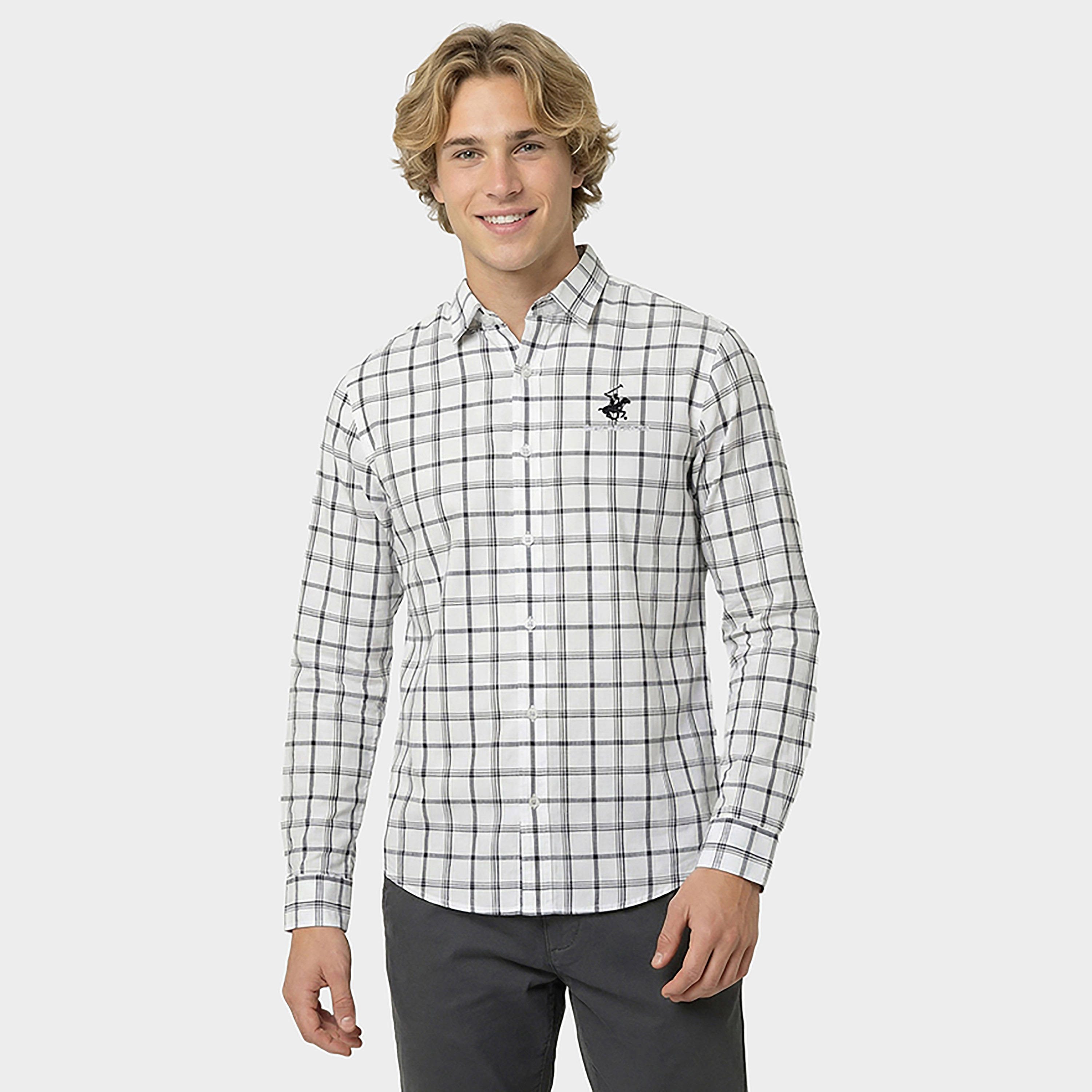 Beverly Hills Polo Club Regular Fit Checked Collared Long Sleeves Men's Shirt-men-clothing-shirts-image-5