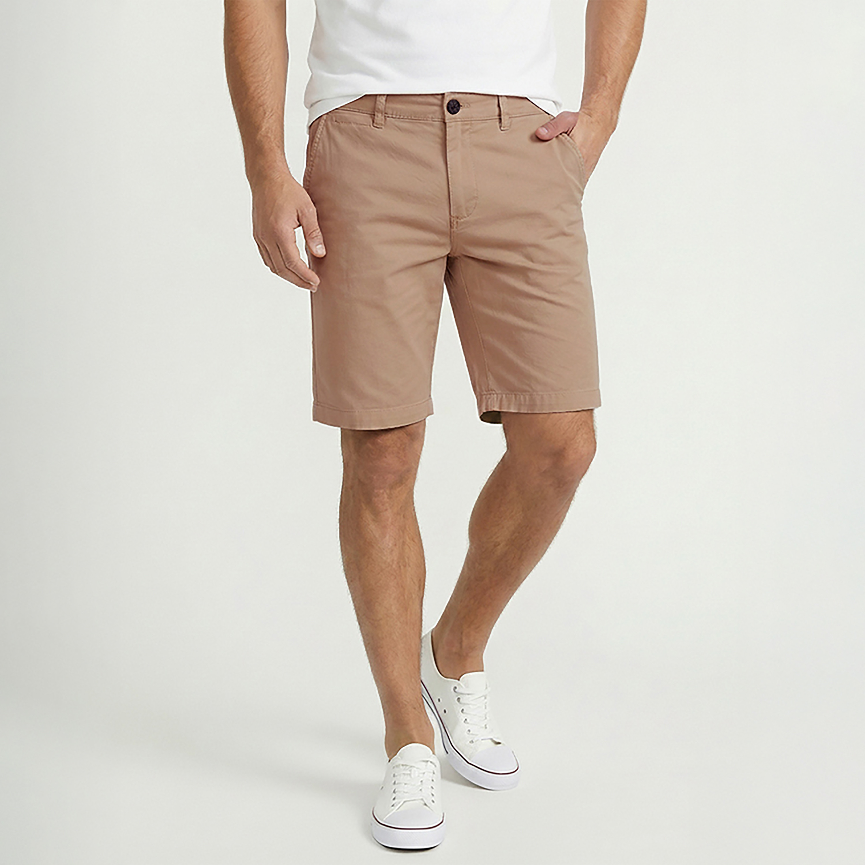 Beverly Hills Polo Club Plain Mid Rise Buttoned Men's Chino Shorts-men-clothing-bottoms-shorts-image-1