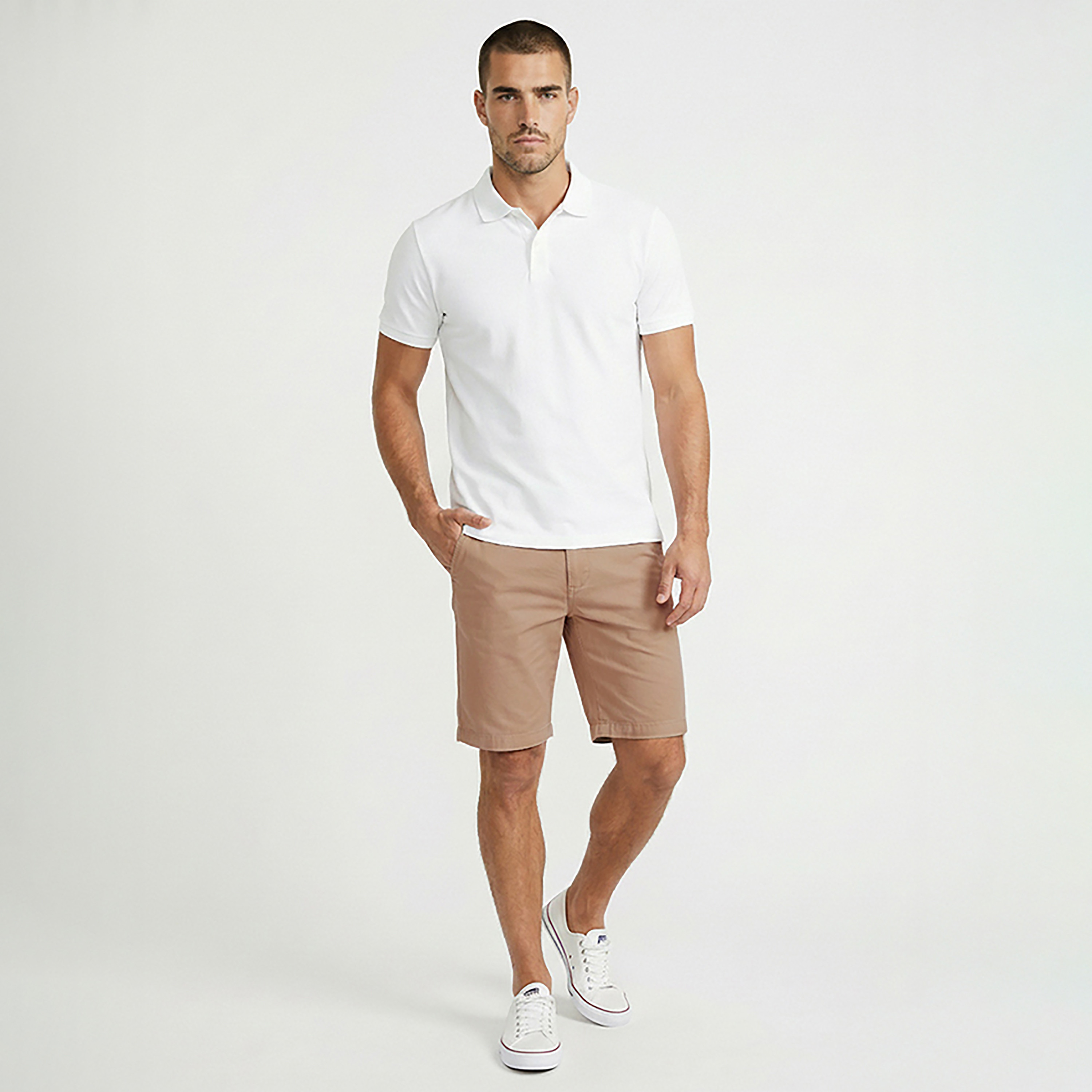 Beverly Hills Polo Club Plain Mid Rise Buttoned Men's Chino Shorts-men-clothing-bottoms-shorts-image-3