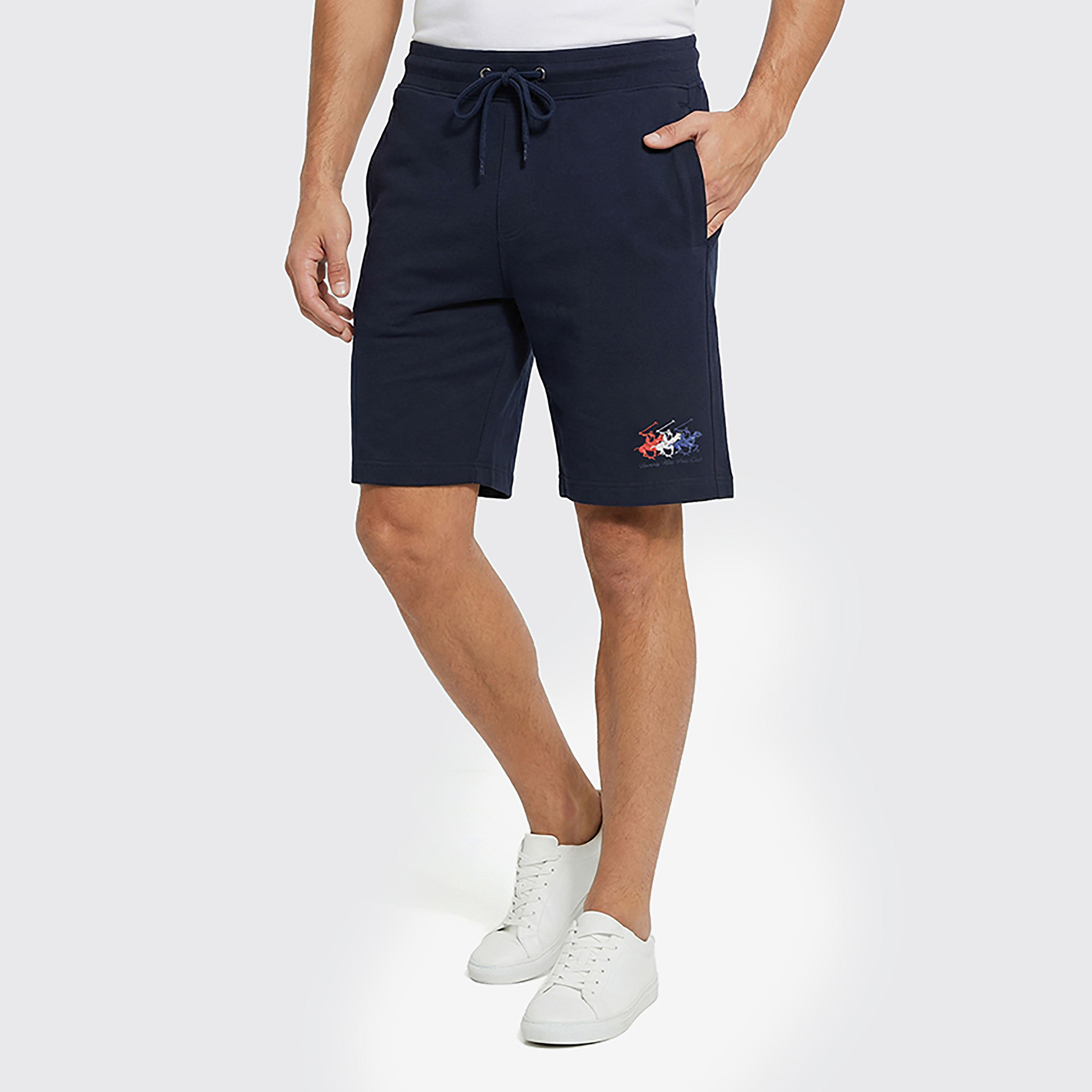 شورت رجالي سادة بخصر متوسط ورباط شد من بيفرلي هيلز بولو كلوب-men-clothing-bottoms-shorts-image-1