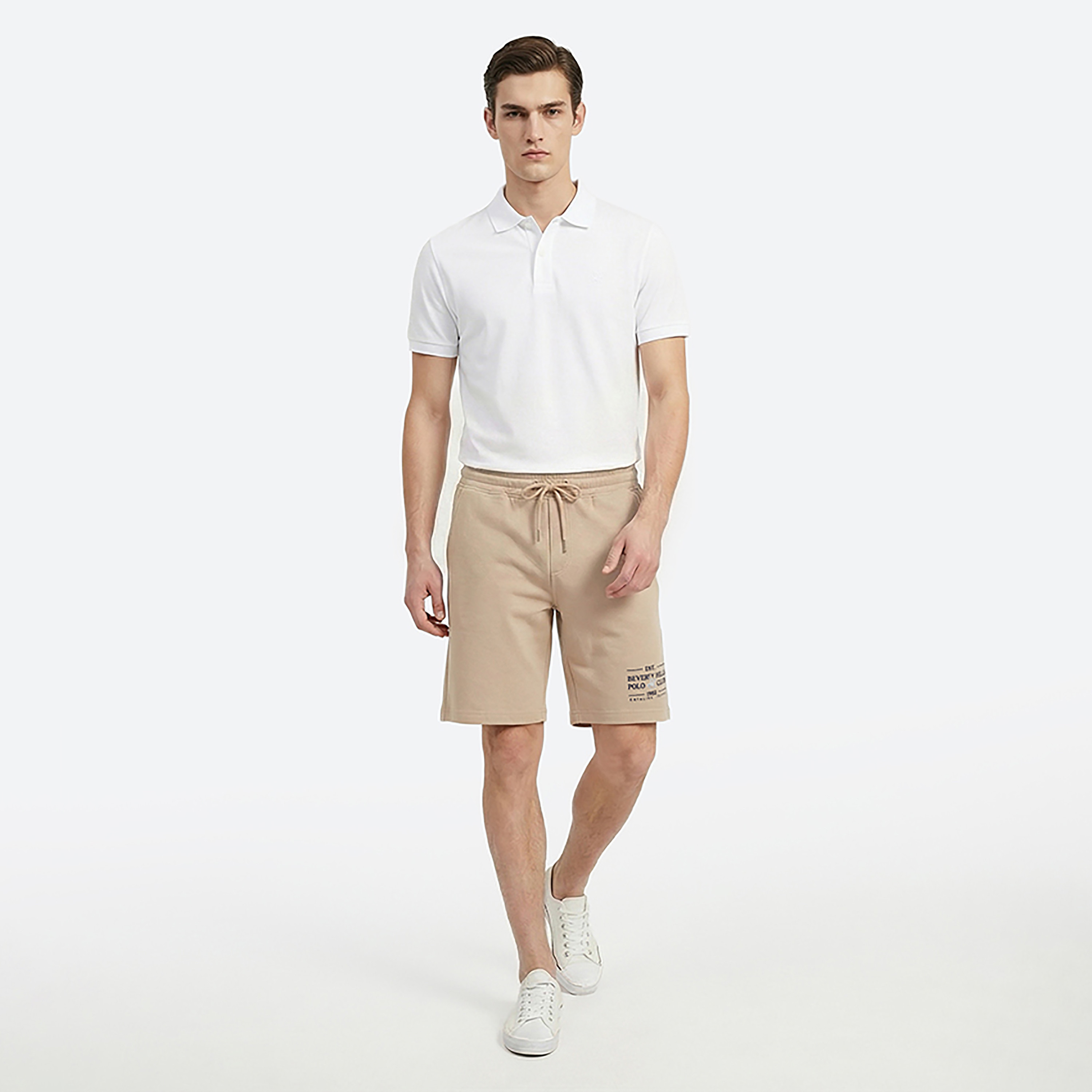 شورت رجالي سادة بخصر متوسط ورباط شد من بيفرلي هيلز بولو كلوب-men-clothing-bottoms-shorts-image-7