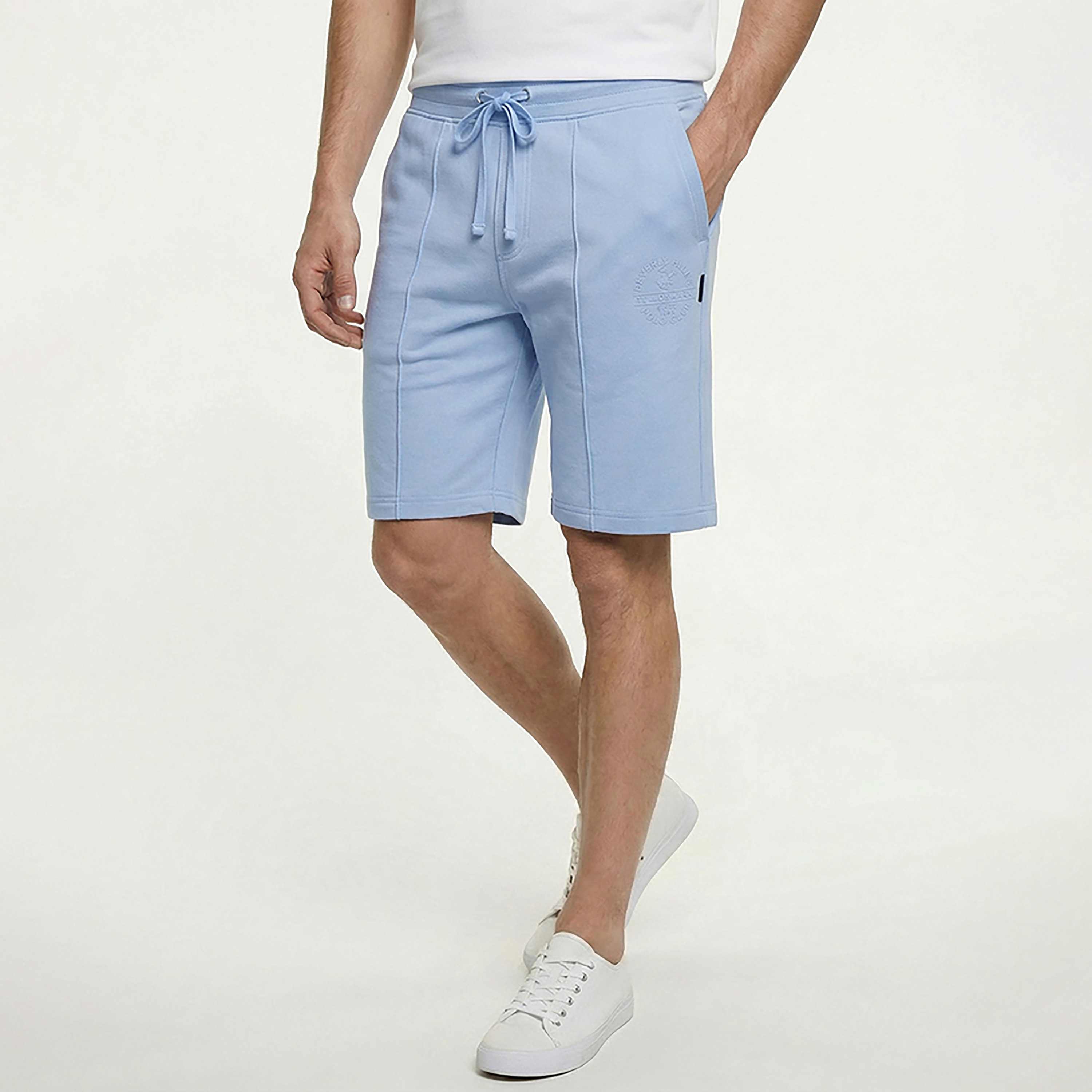 شورت رجالي سادة بخصر متوسط ورباط شد من بيفرلي هيلز بولو كلوب-men-clothing-bottoms-shorts-image-1
