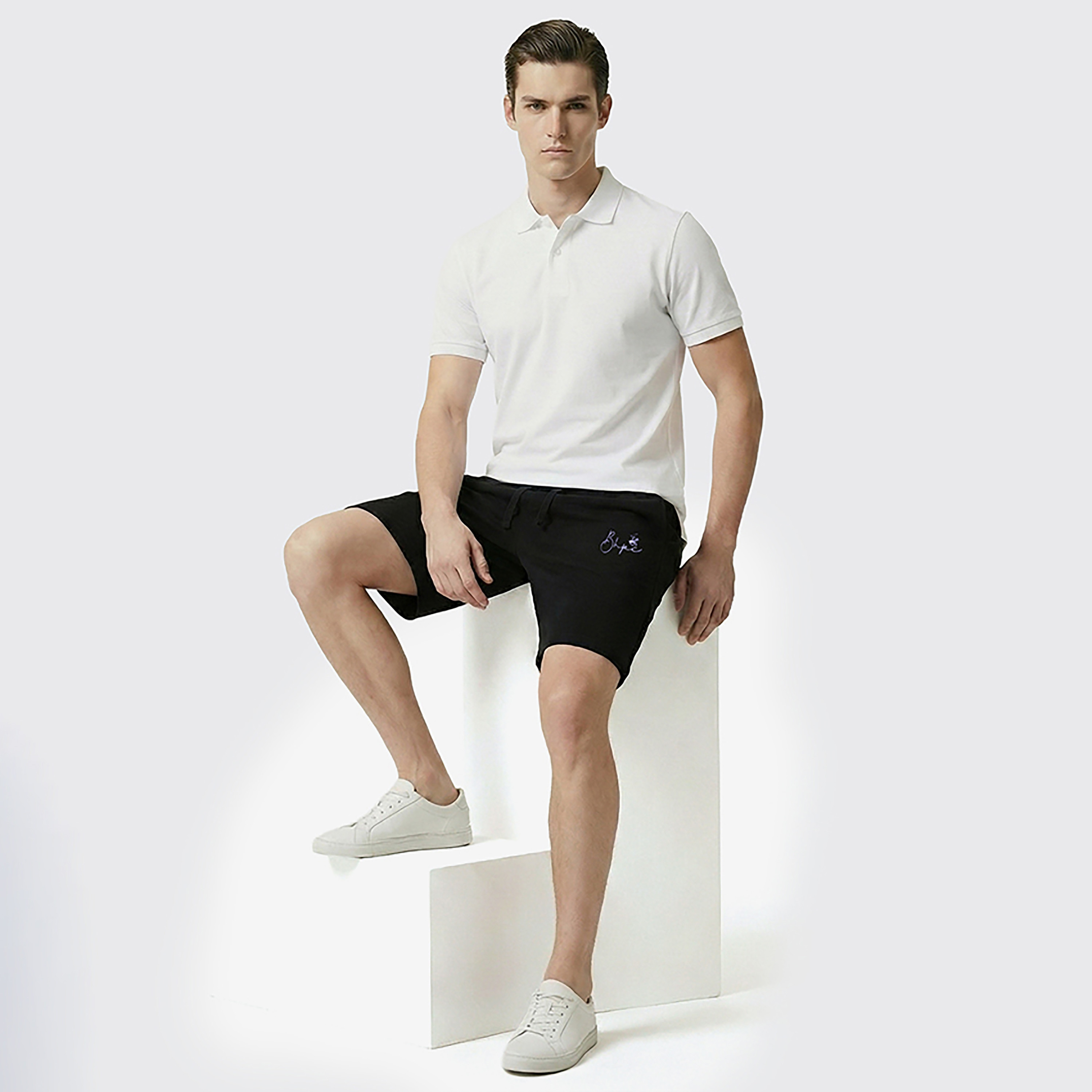 شورت رجالي سادة بخصر متوسط ورباط شد من بيفرلي هيلز بولو كلوب-men-clothing-bottoms-shorts-image-6