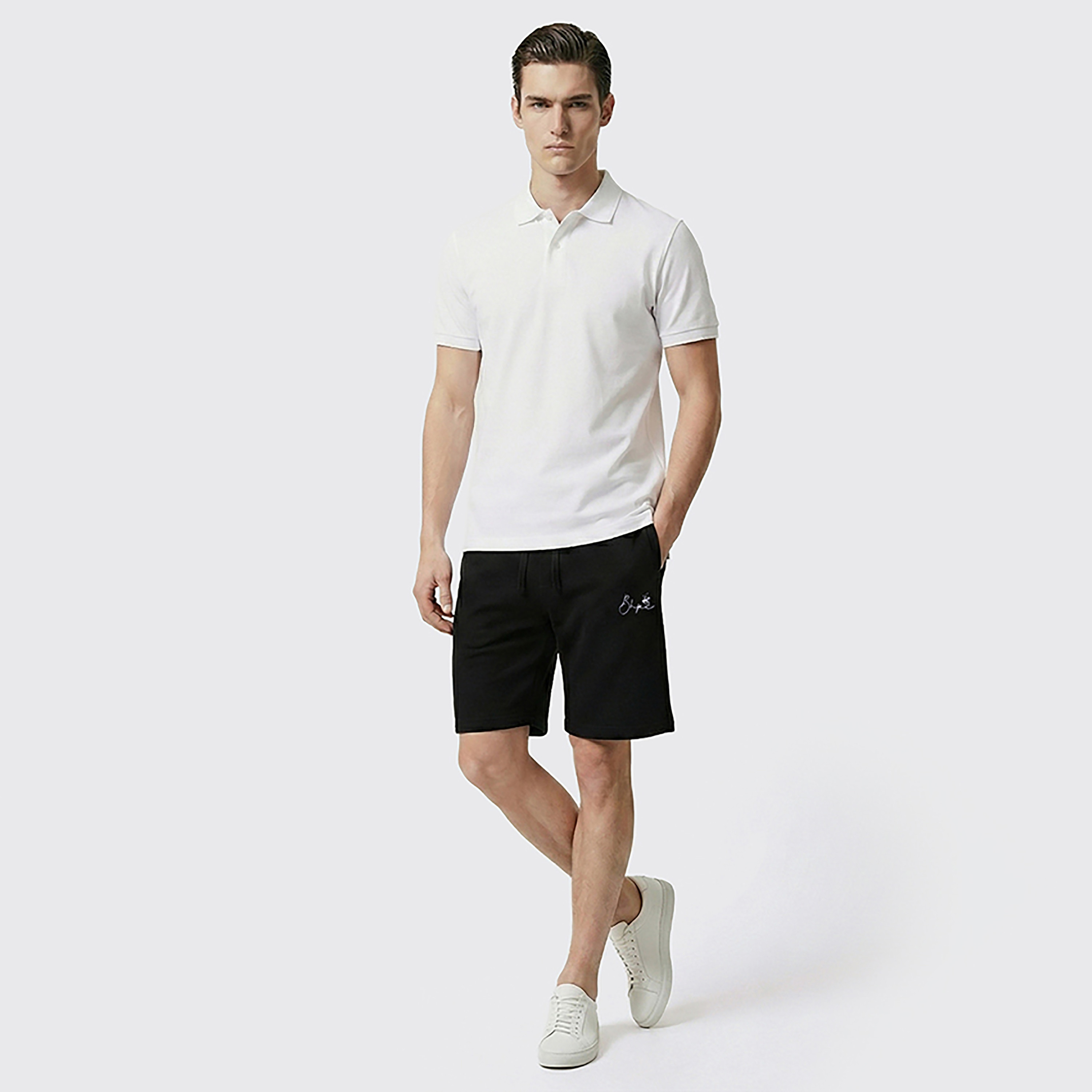 شورت رجالي سادة بخصر متوسط ورباط شد من بيفرلي هيلز بولو كلوب-men-clothing-bottoms-shorts-image-7