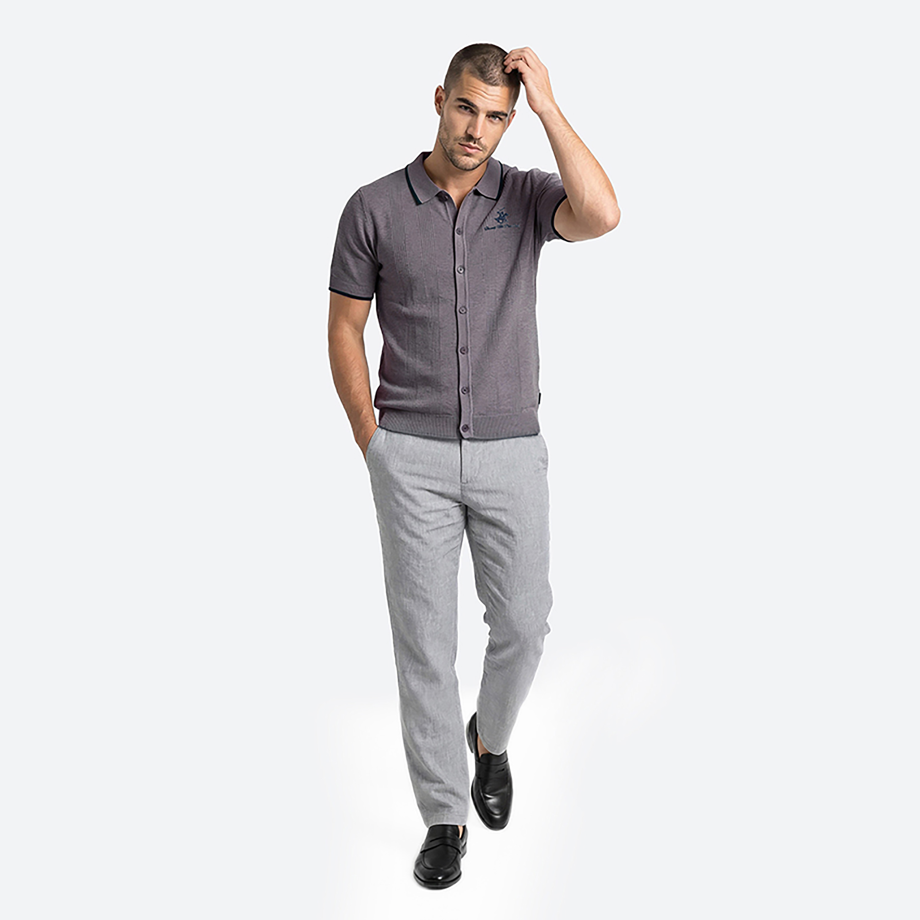 Beverly Hills Polo Club Regular Fit Knitted Collared Short Sleeves Men's Shirt-men-clothing-shirts-image-3