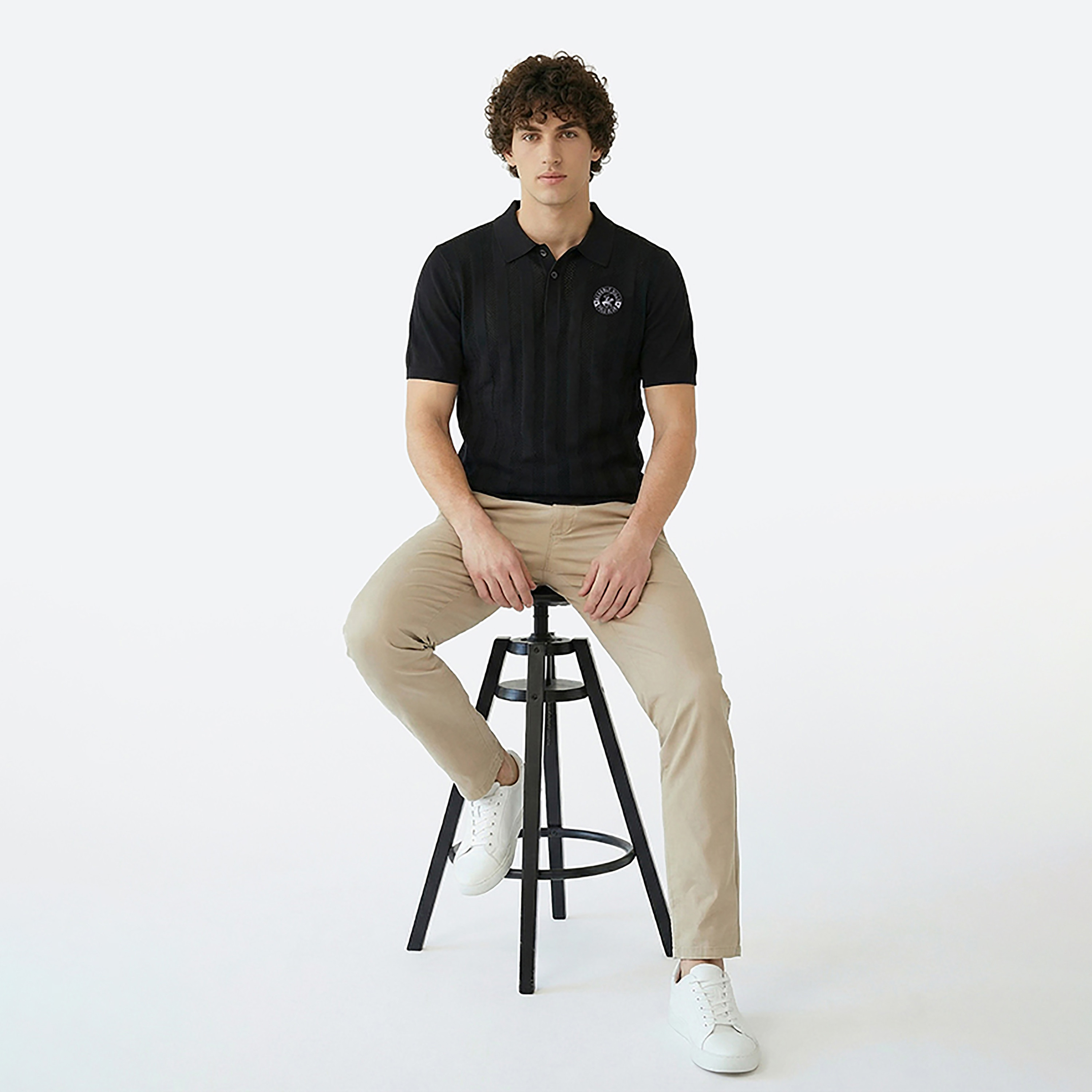 Beverly Hills Polo Club Textured Knit Collared Short Sleeves Men's Polo T-Shirt-men-clothing-tshirtsandpolos-polos-image-2