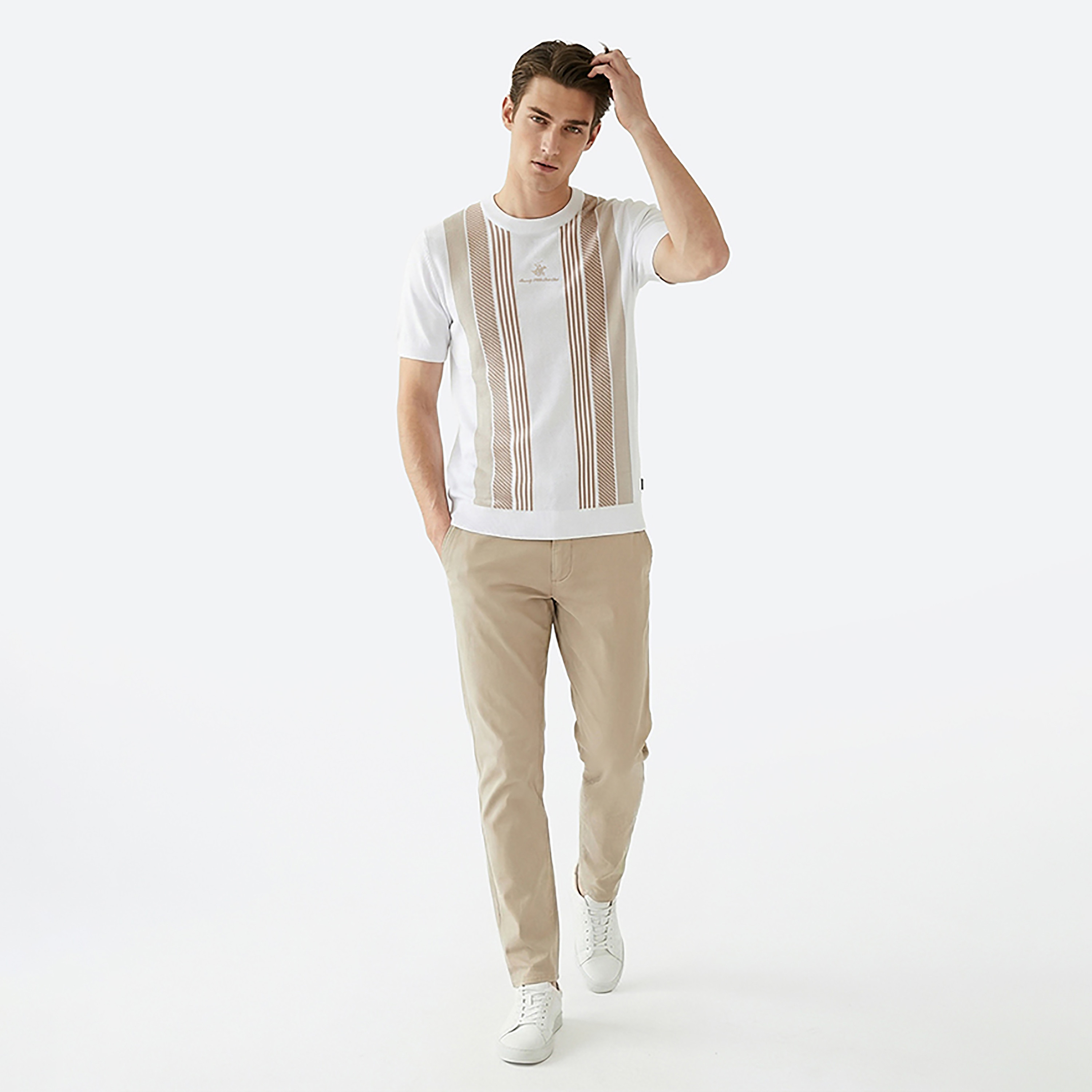 Beverly Hills Polo Club Striped Knitted Crew Neck Short Sleeves Men's Pullover-men-clothing-sweatersandpullovers-image-3