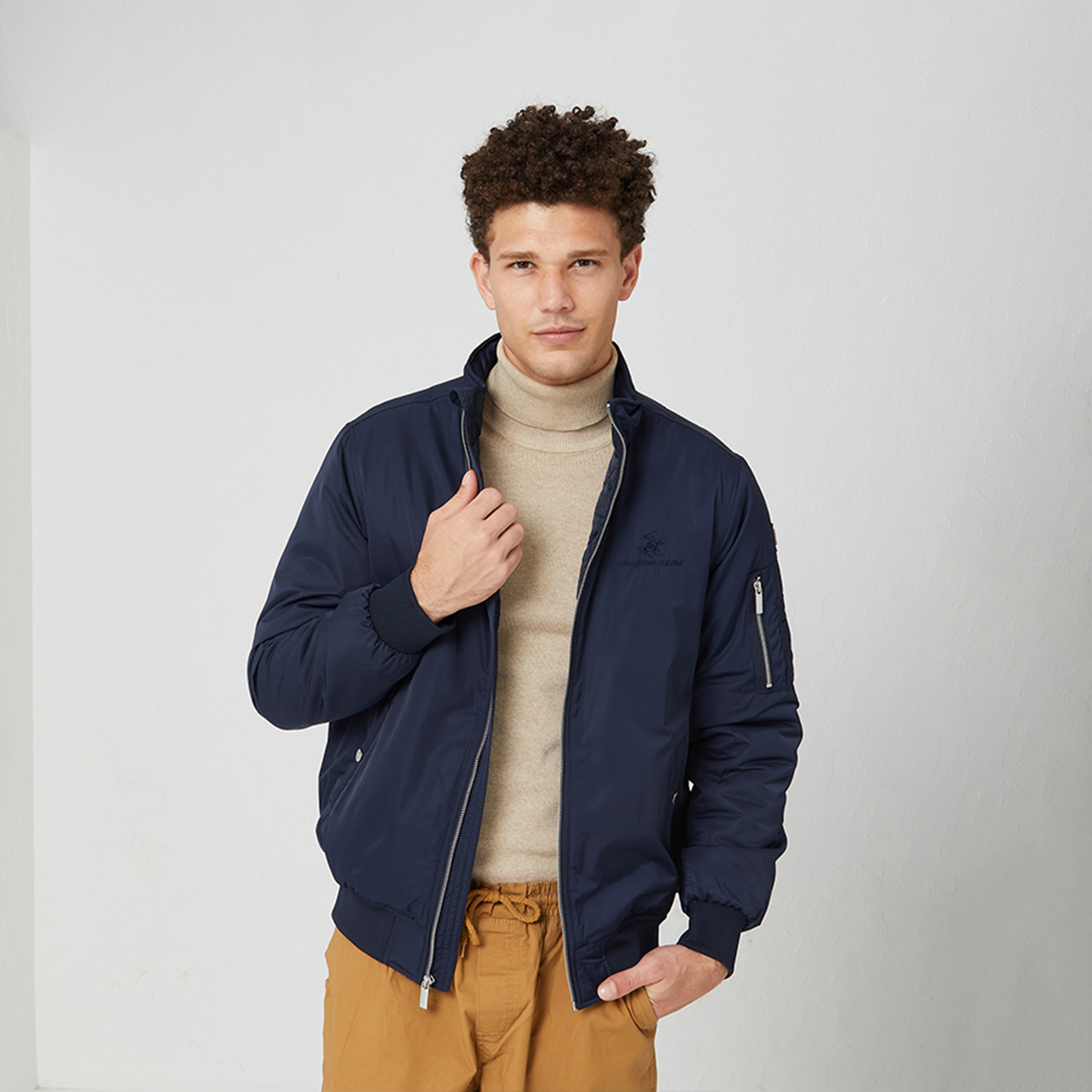 Beverly Hills Polo Club Men's Solid High Neck Bomber Jacket-men-clothing-jacketsandblazers-jackets-image-1