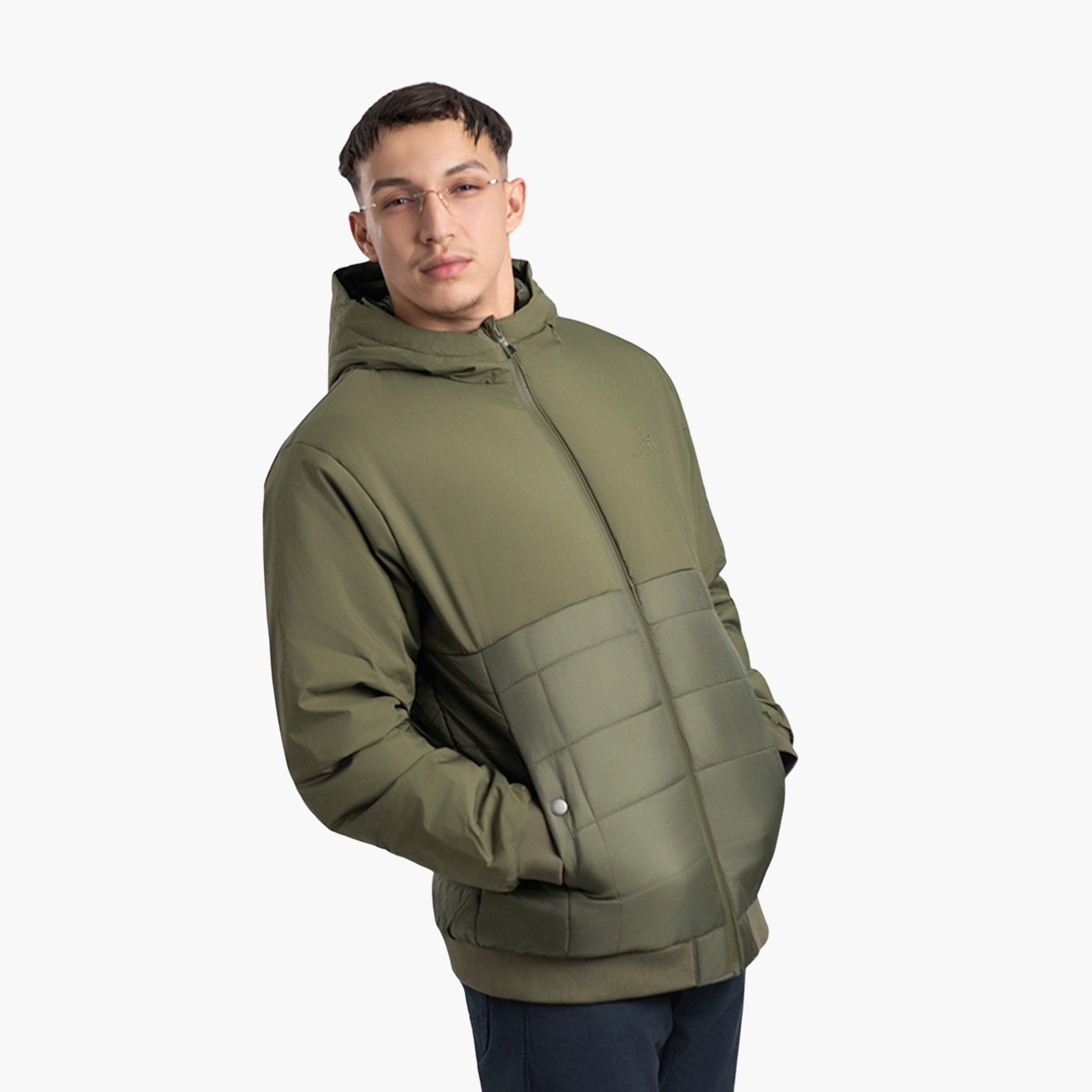 بيفرلي هيلز بولو كلوب- سترة منفوخة بياقة وغطاء رأس وأكمام طويلة سادة-men-clothing-jacketsandblazers-jackets-image-2