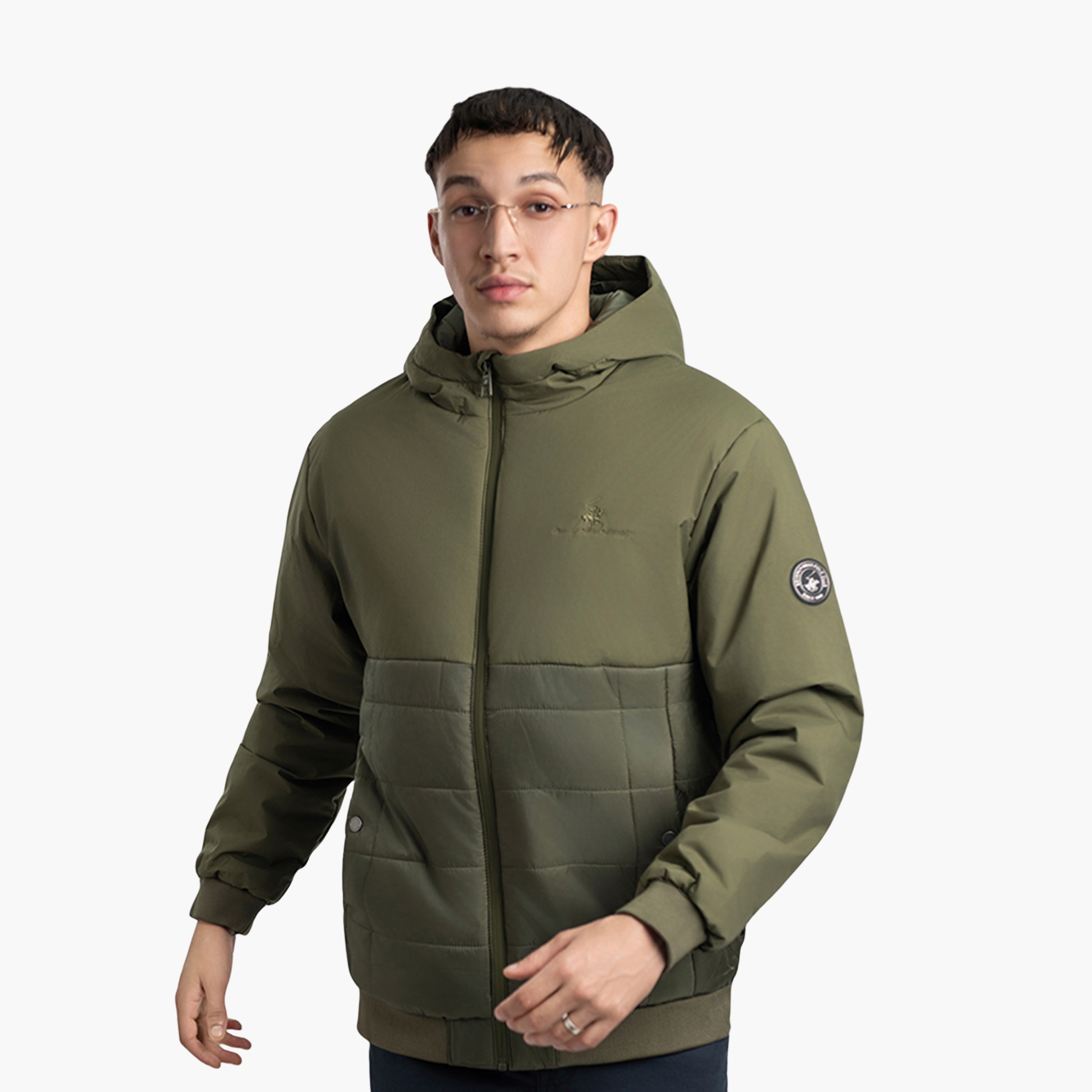 بيفرلي هيلز بولو كلوب- سترة منفوخة بياقة وغطاء رأس وأكمام طويلة سادة-men-clothing-jacketsandblazers-jackets-image-3
