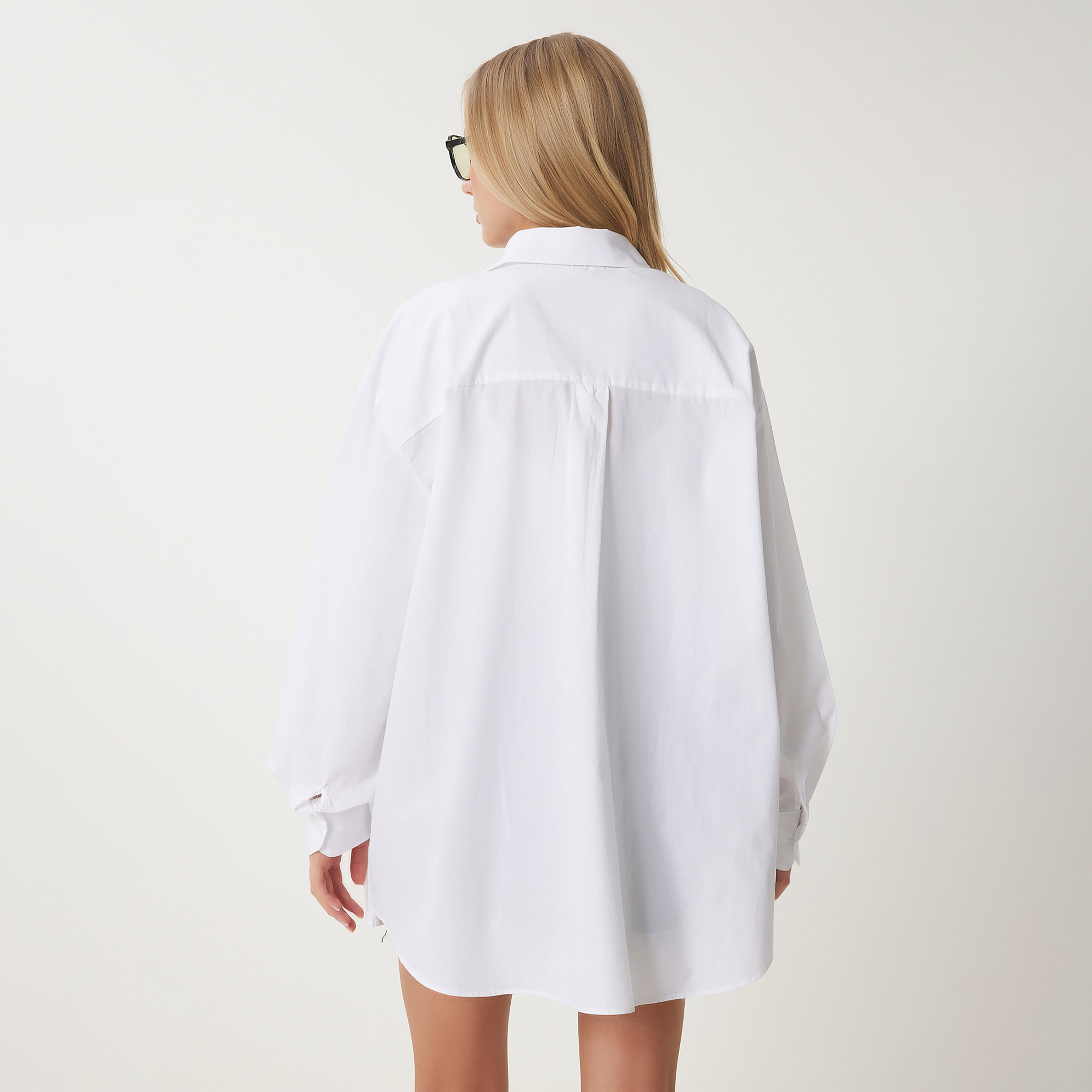 Happiness Istanbul White Spread Collar Drop Shoulder Sleeves Women's Shirt-women-clothing-shirtsandblouses-shirts-image-4
