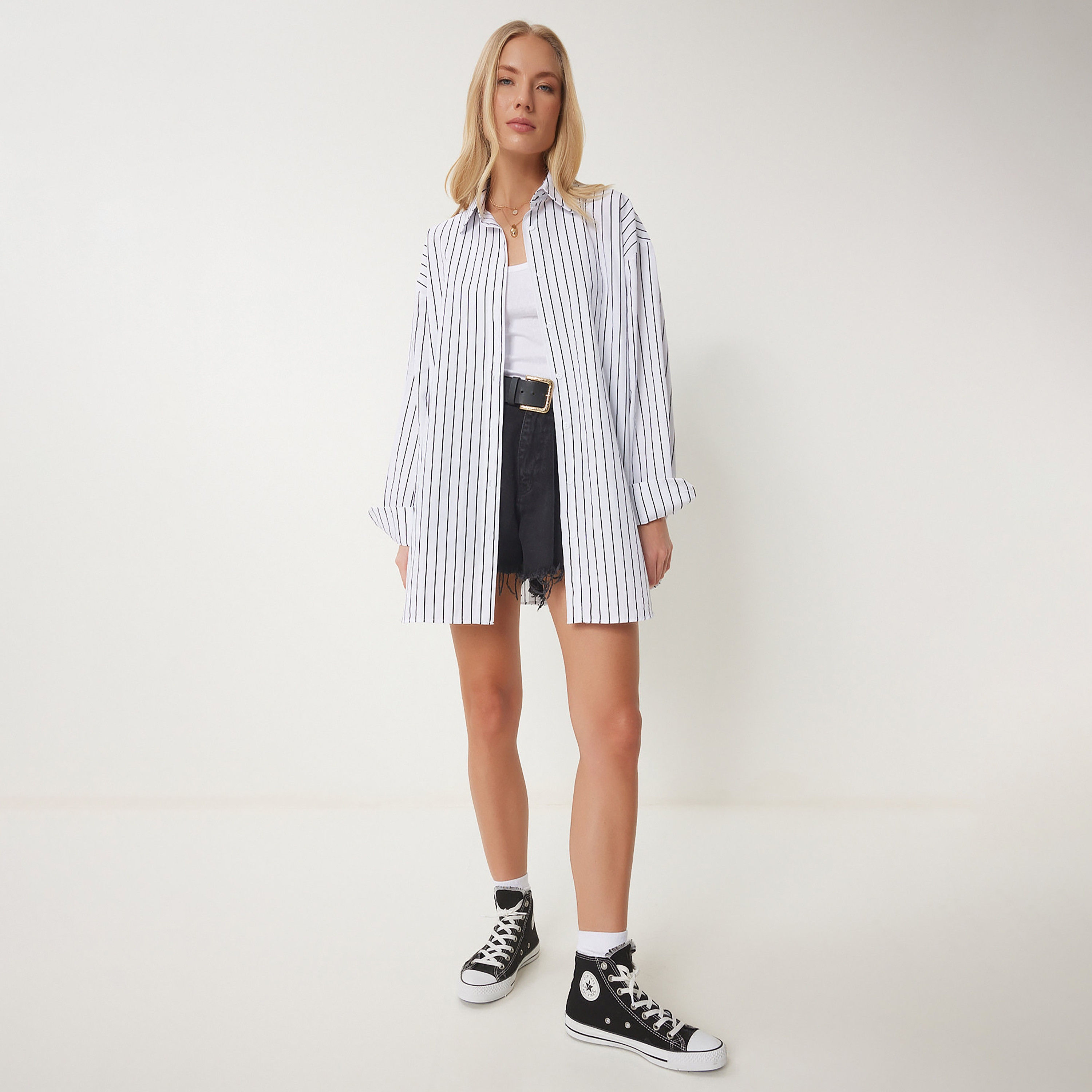 قميص نسائي من ياقة مخططة بأكمام كتف من إسطنبول-women-clothing-shirtsandblouses-shirts-image-13
