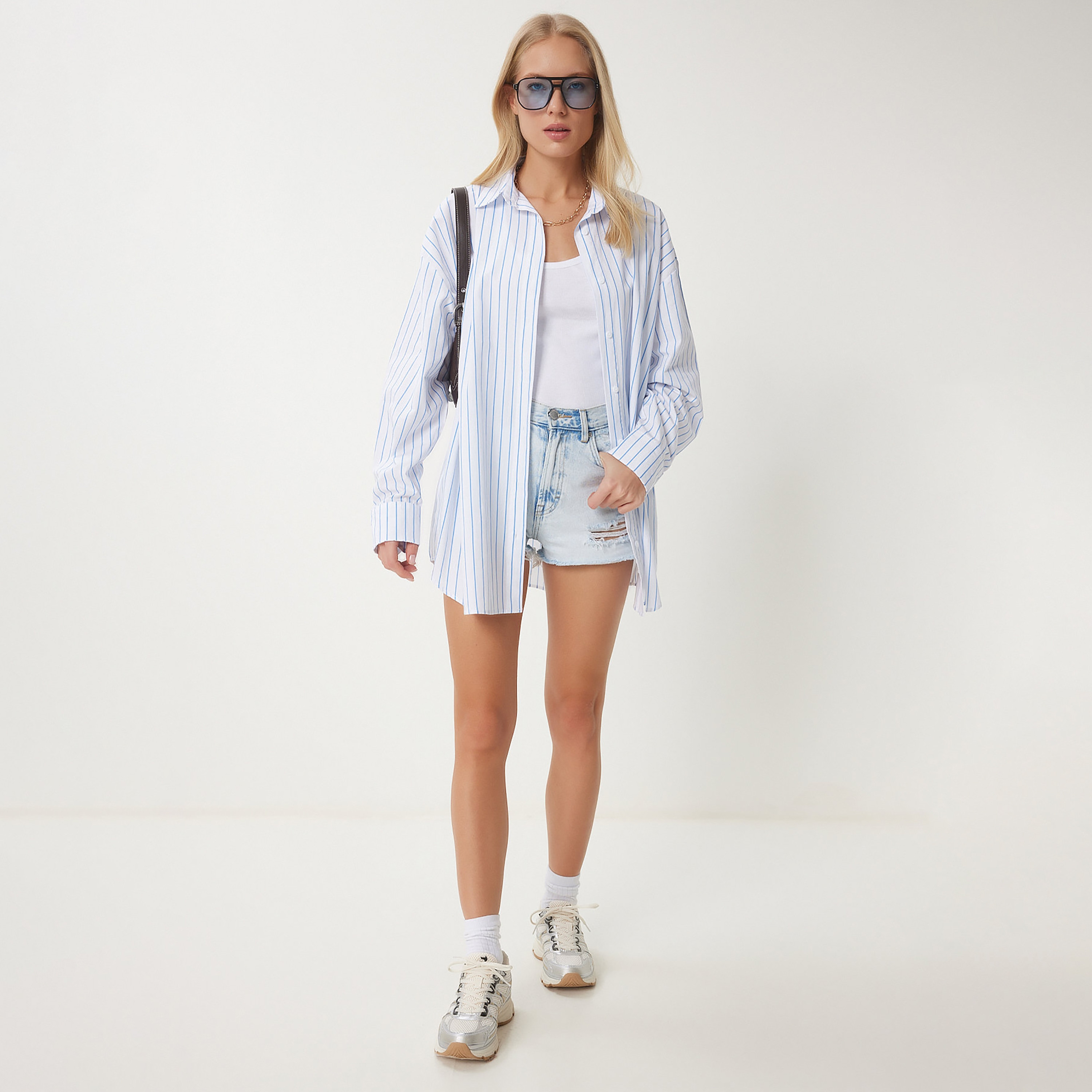 قميص نسائي من ياقة مخططة بأكمام كتف من إسطنبول-women-clothing-shirtsandblouses-shirts-image-8