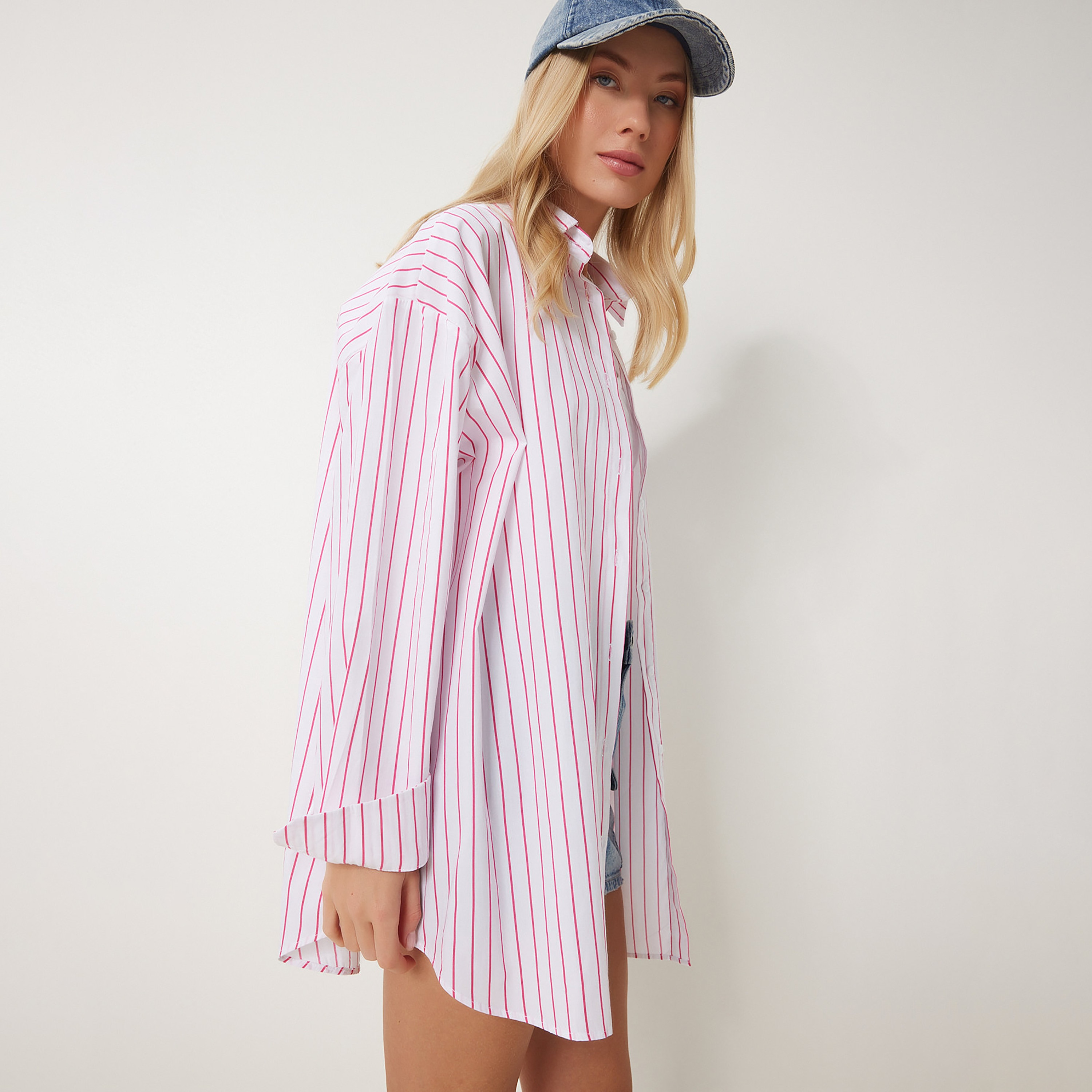 قميص نسائي من ياقة مخططة بأكمام كتف من إسطنبول-women-clothing-shirtsandblouses-shirts-image-5