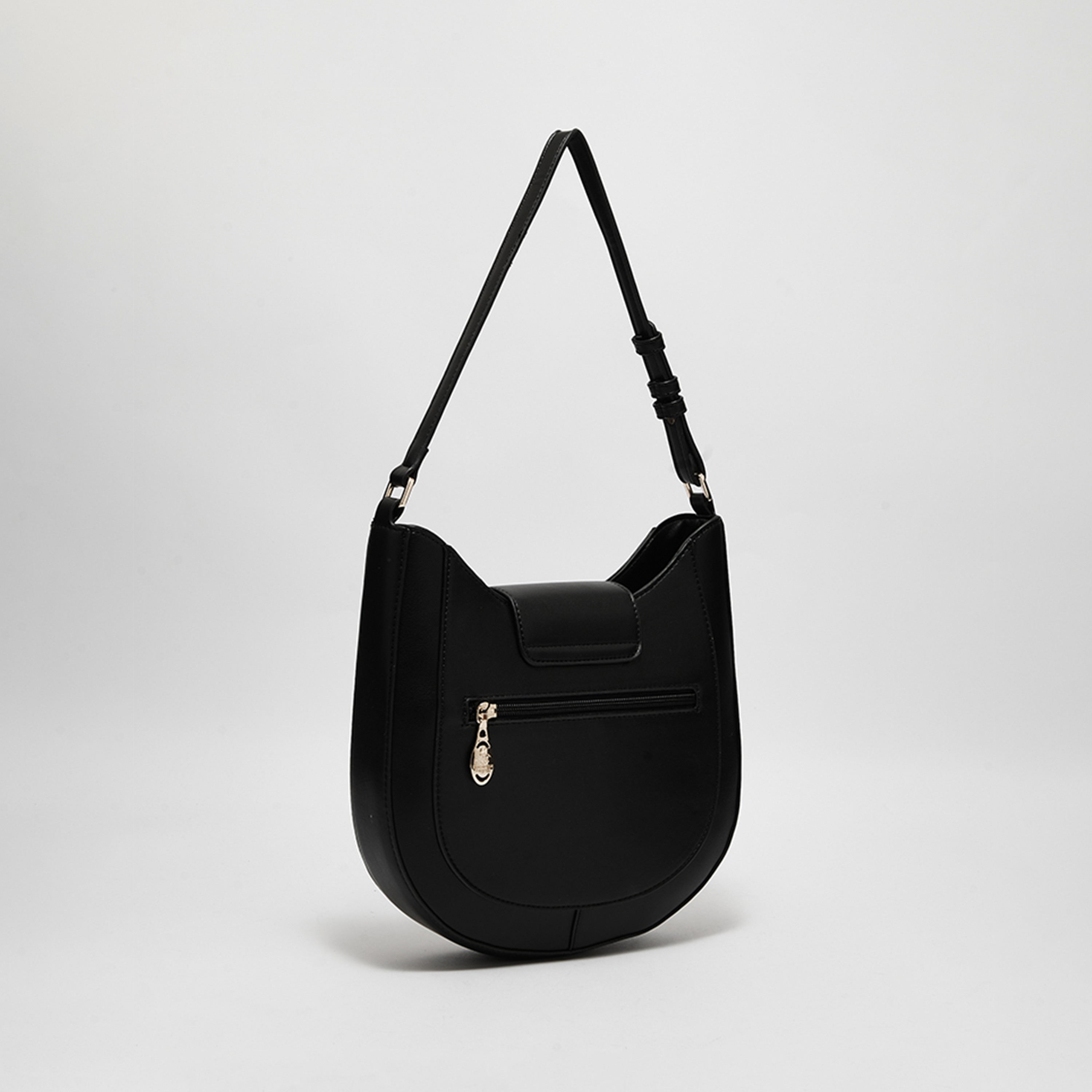 Beverly Hills Polo Club Plain Shoulder Bag with Adjustable Strap in Black-women-bagsandwallets-handbags-image-10
