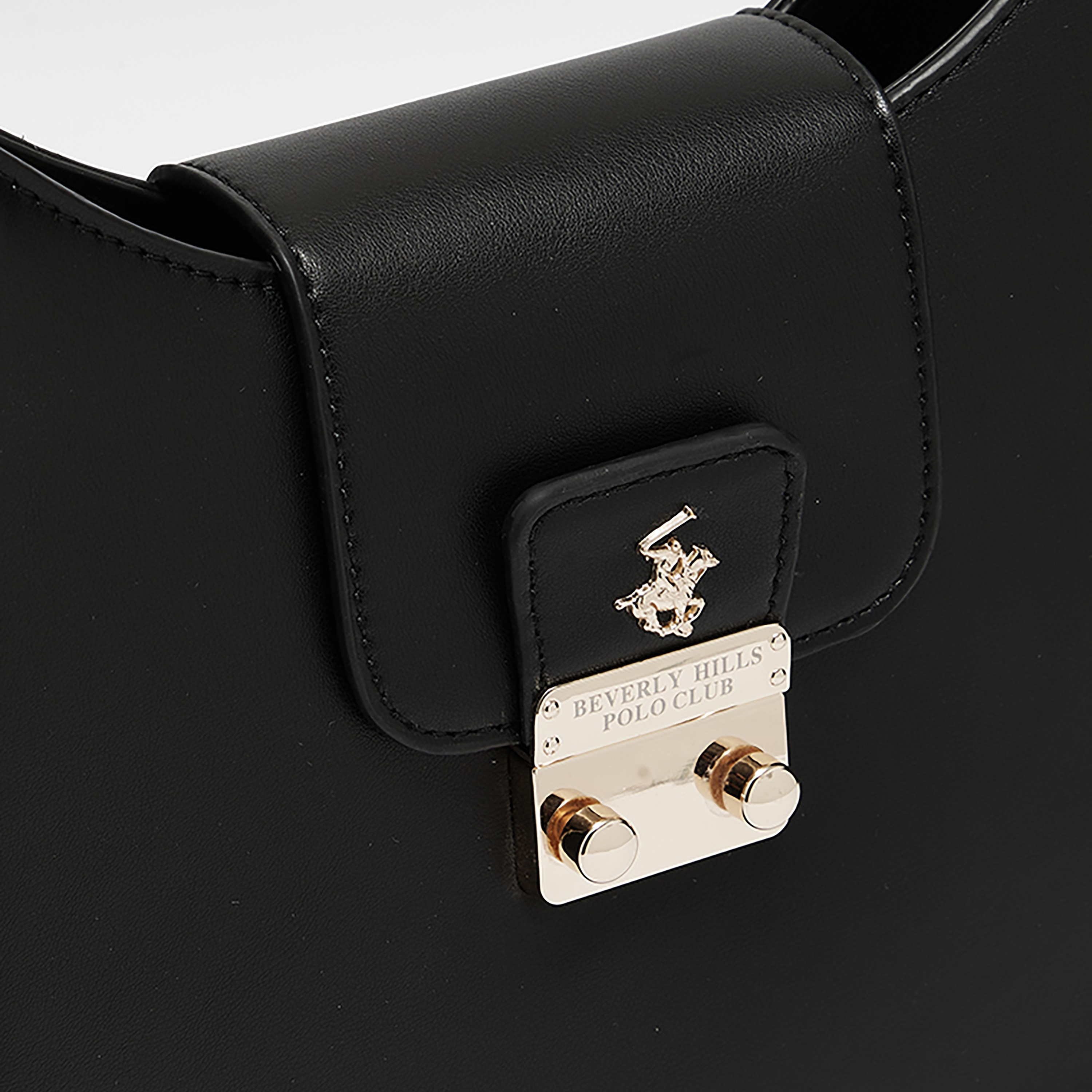 Beverly Hills Polo Club Plain Shoulder Bag with Adjustable Strap in Black-women-bagsandwallets-handbags-image-11