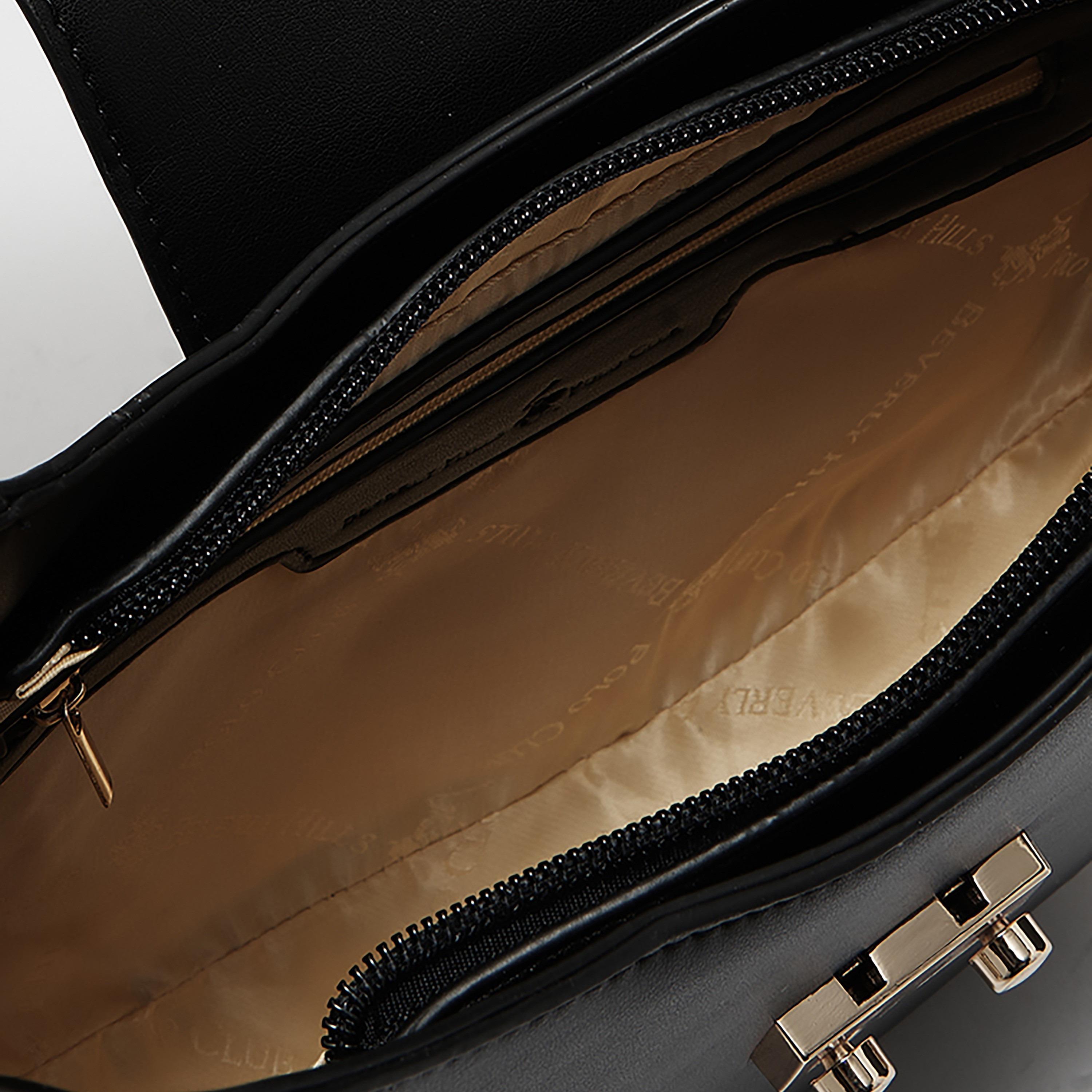 Beverly Hills Polo Club Plain Shoulder Bag with Adjustable Strap in Black-women-bagsandwallets-handbags-image-12