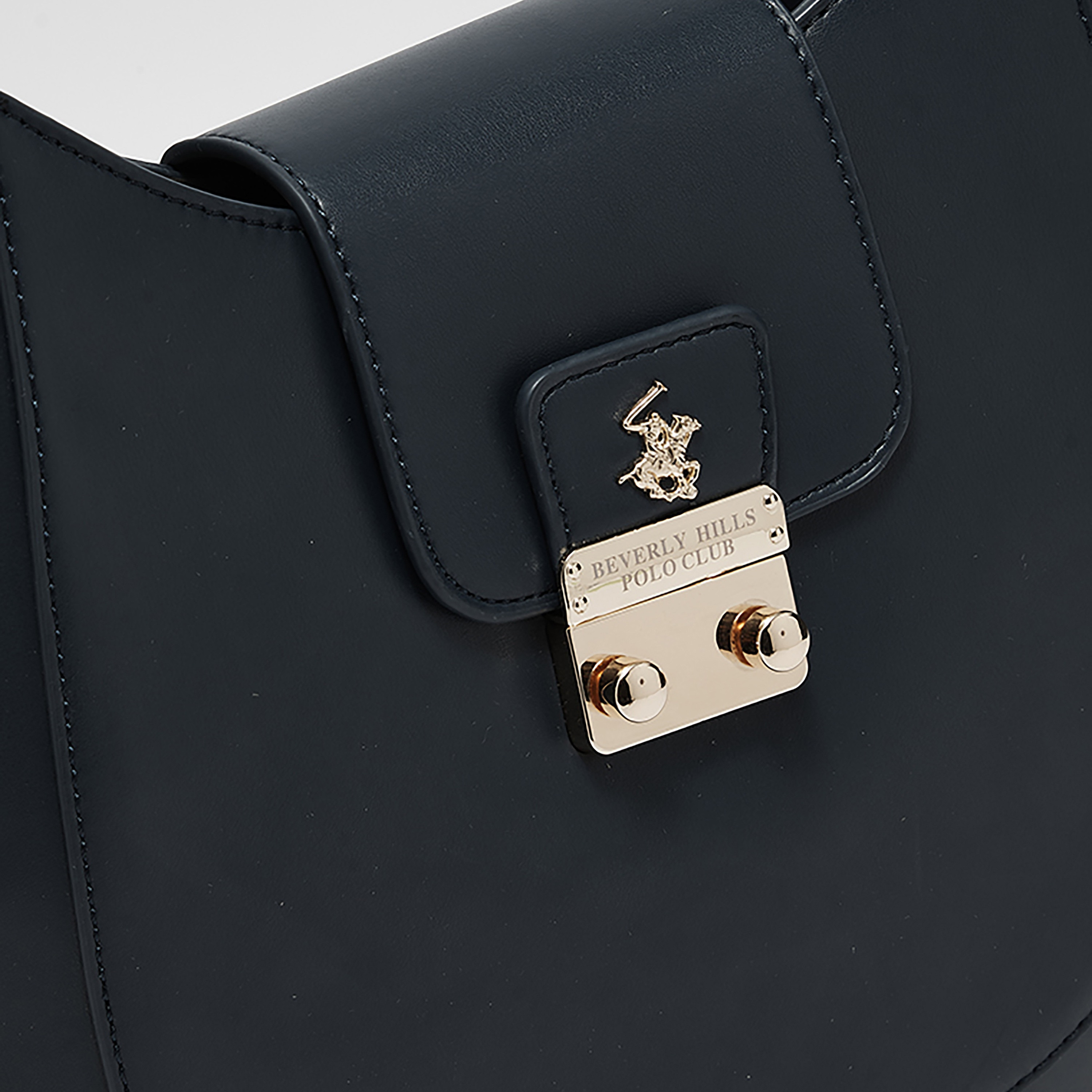 Beverly Hills Polo Club Plain Shoulder Bag with Adjustable Strap in Black-women-bagsandwallets-handbags-image-3