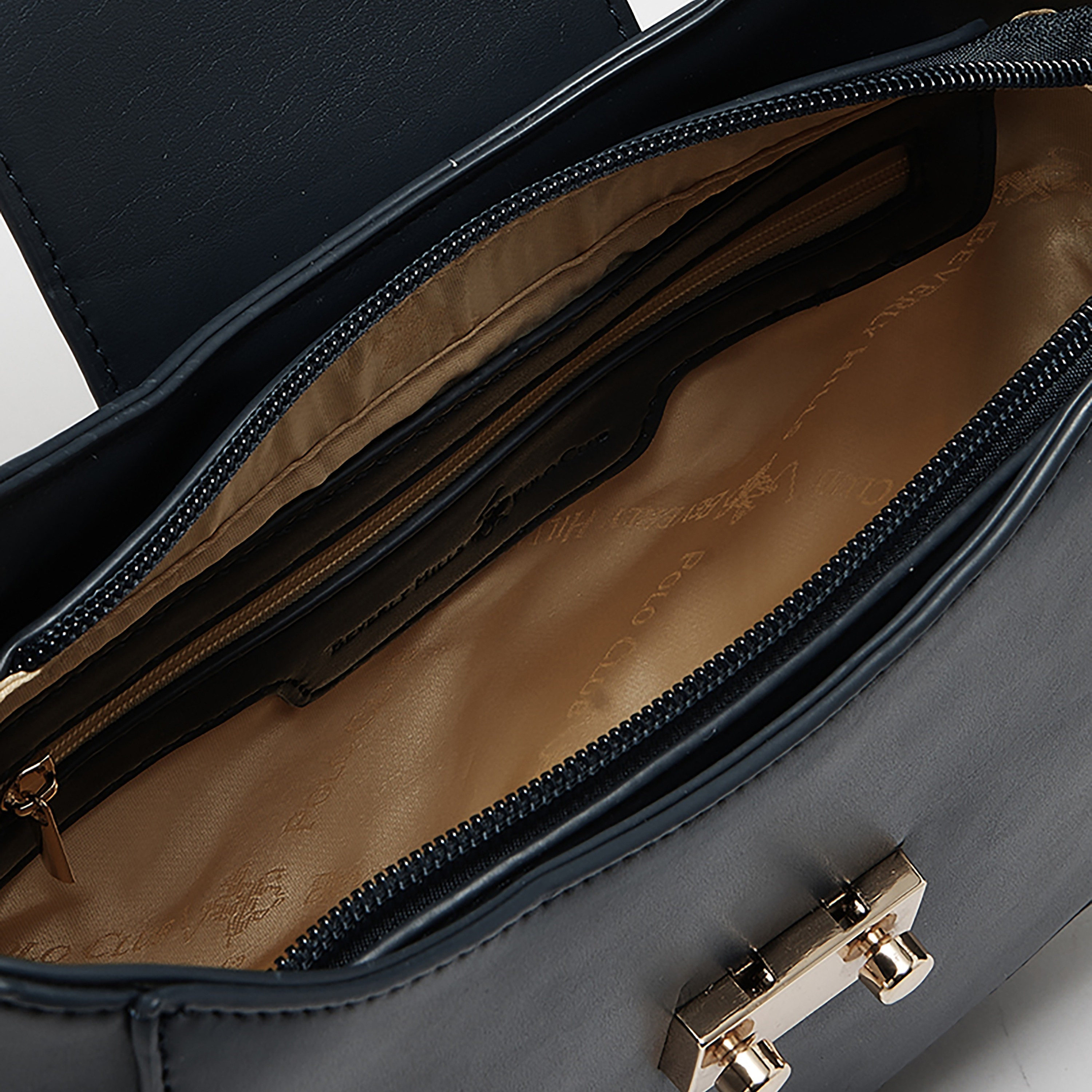 Beverly Hills Polo Club Plain Shoulder Bag with Adjustable Strap in Black-women-bagsandwallets-handbags-image-4