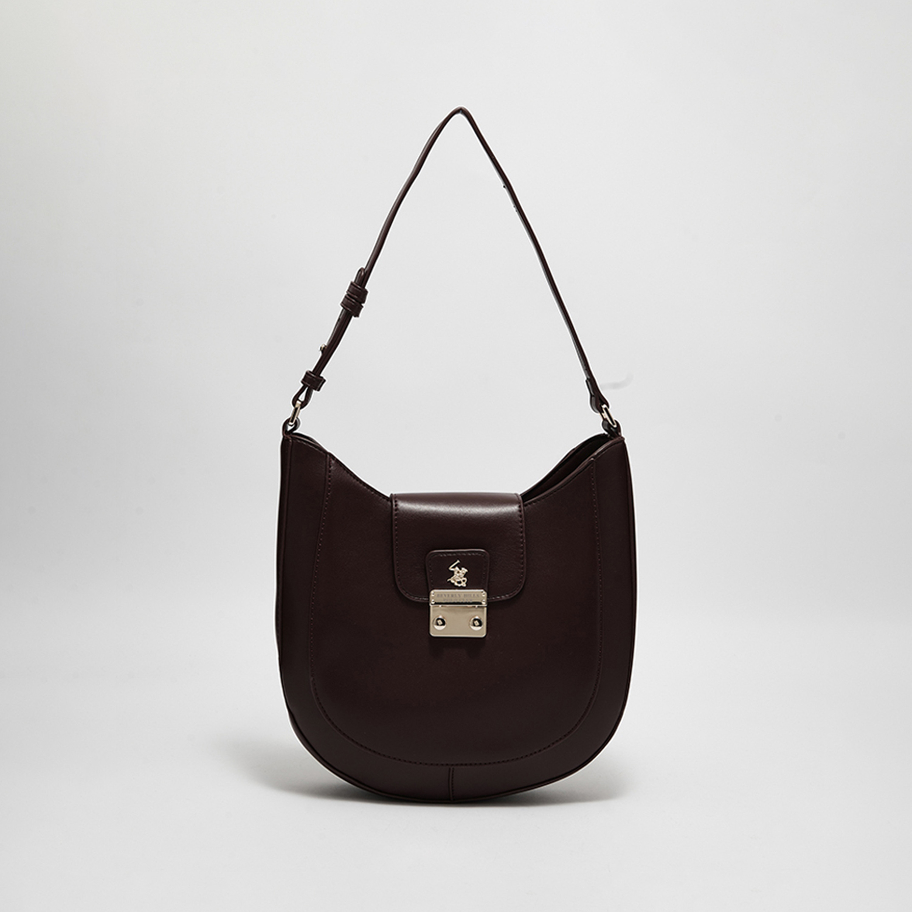 Beverly Hills Polo Club Plain Shoulder Bag with Adjustable Strap in Black-women-bagsandwallets-handbags-image-5