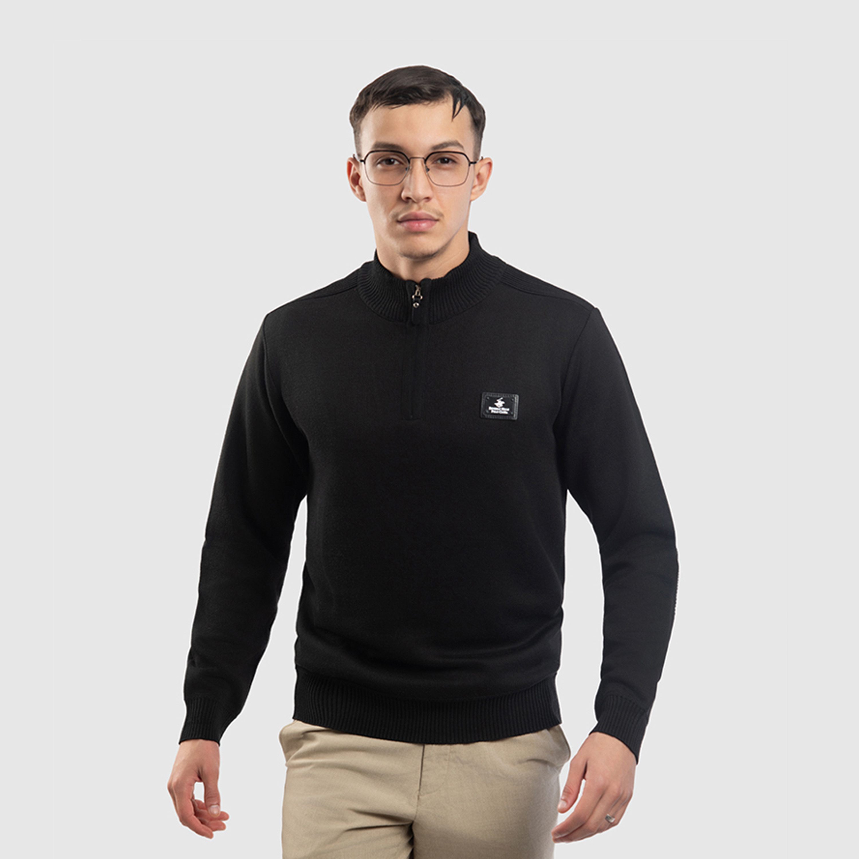 Beverly Hills Polo Club Men's Sweater with Half Zip Closure-men-clothing-sweatersandpullovers-image-1