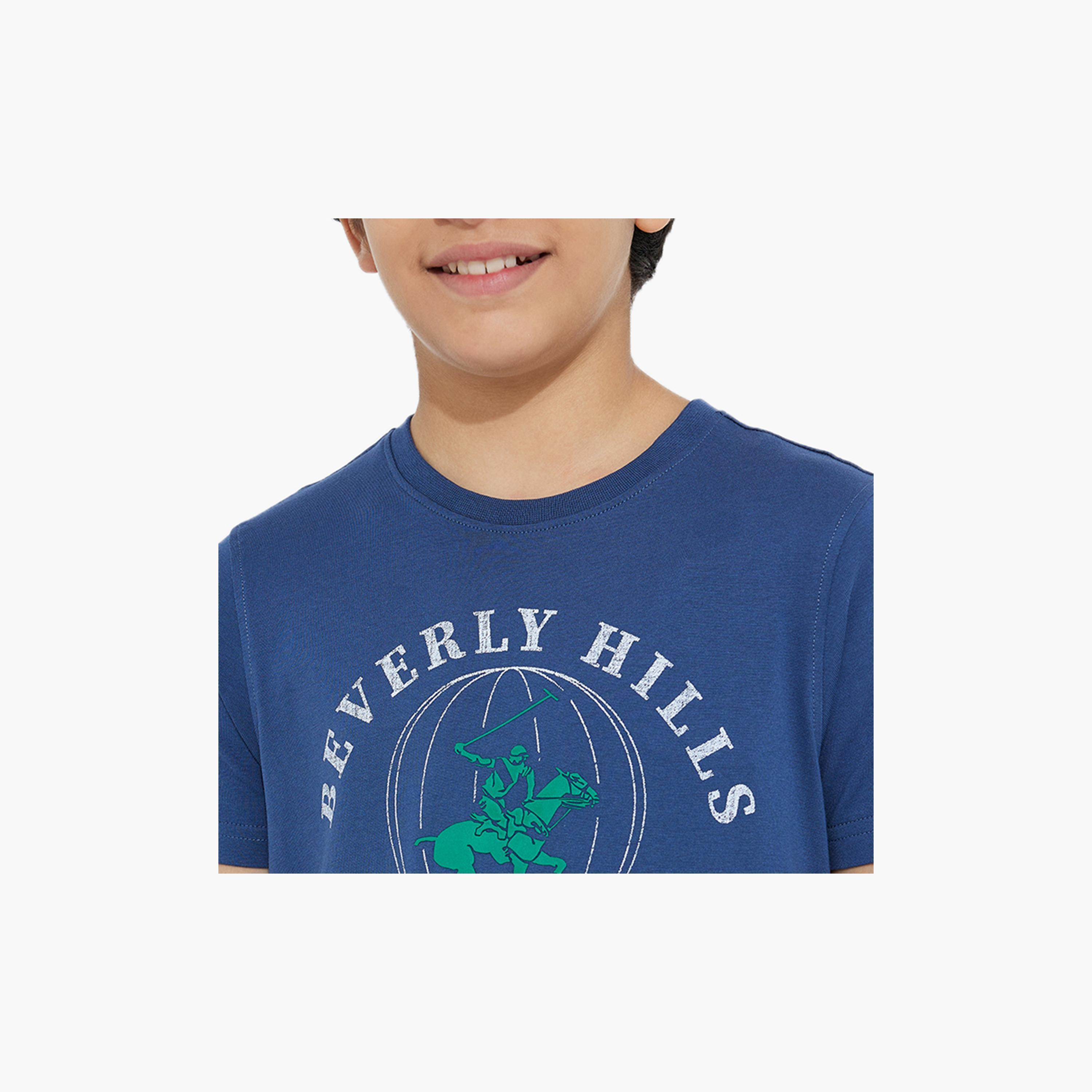 Beverly Hills Polo Club Printed Crew Neck T-shirt with Short Sleeves-boys-clothing-tshirtsandpolos-image-3