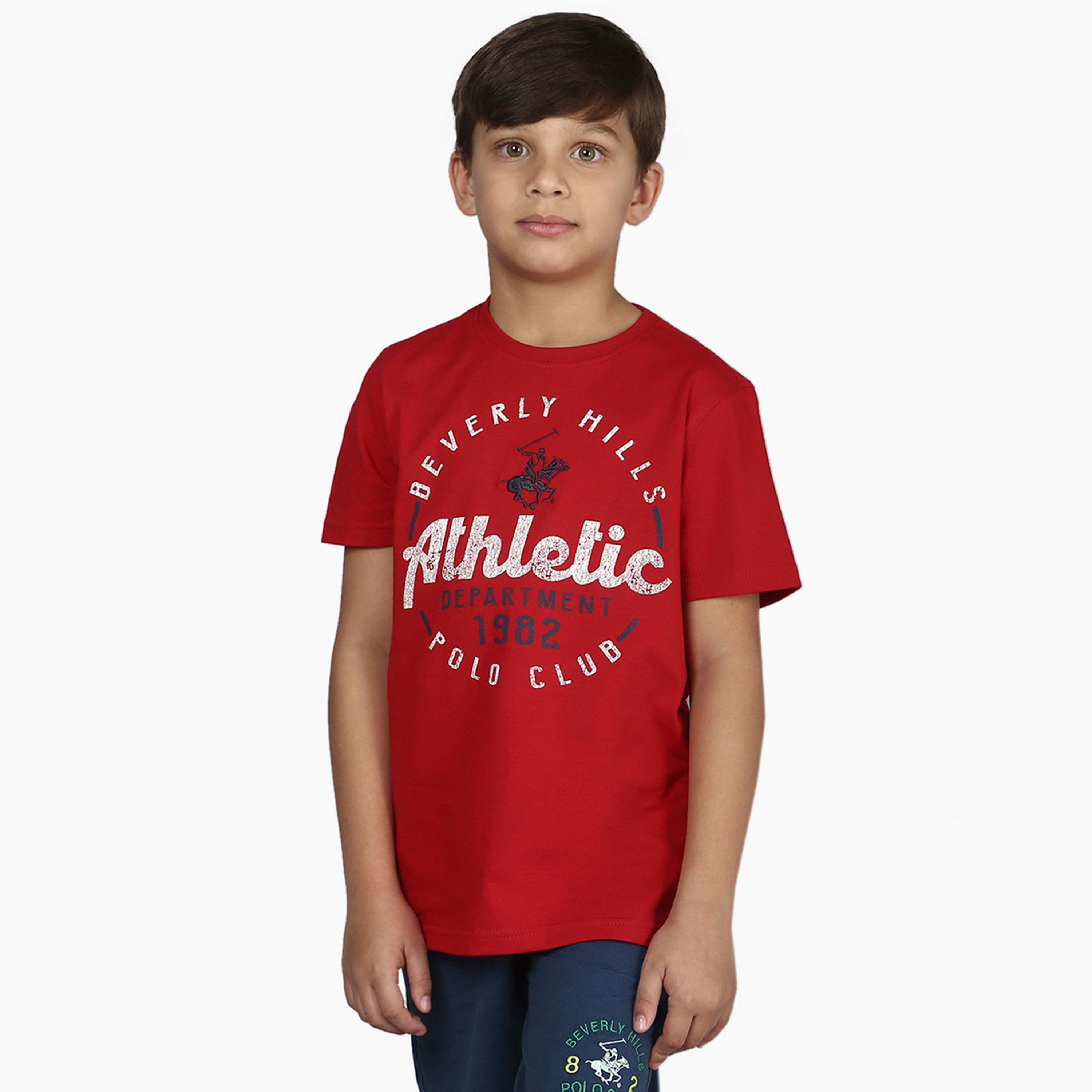 Beverly Hills Polo Club Typographic Print T-shirt with Crew Neck-boys-clothing-tshirtsandpolos-image-1