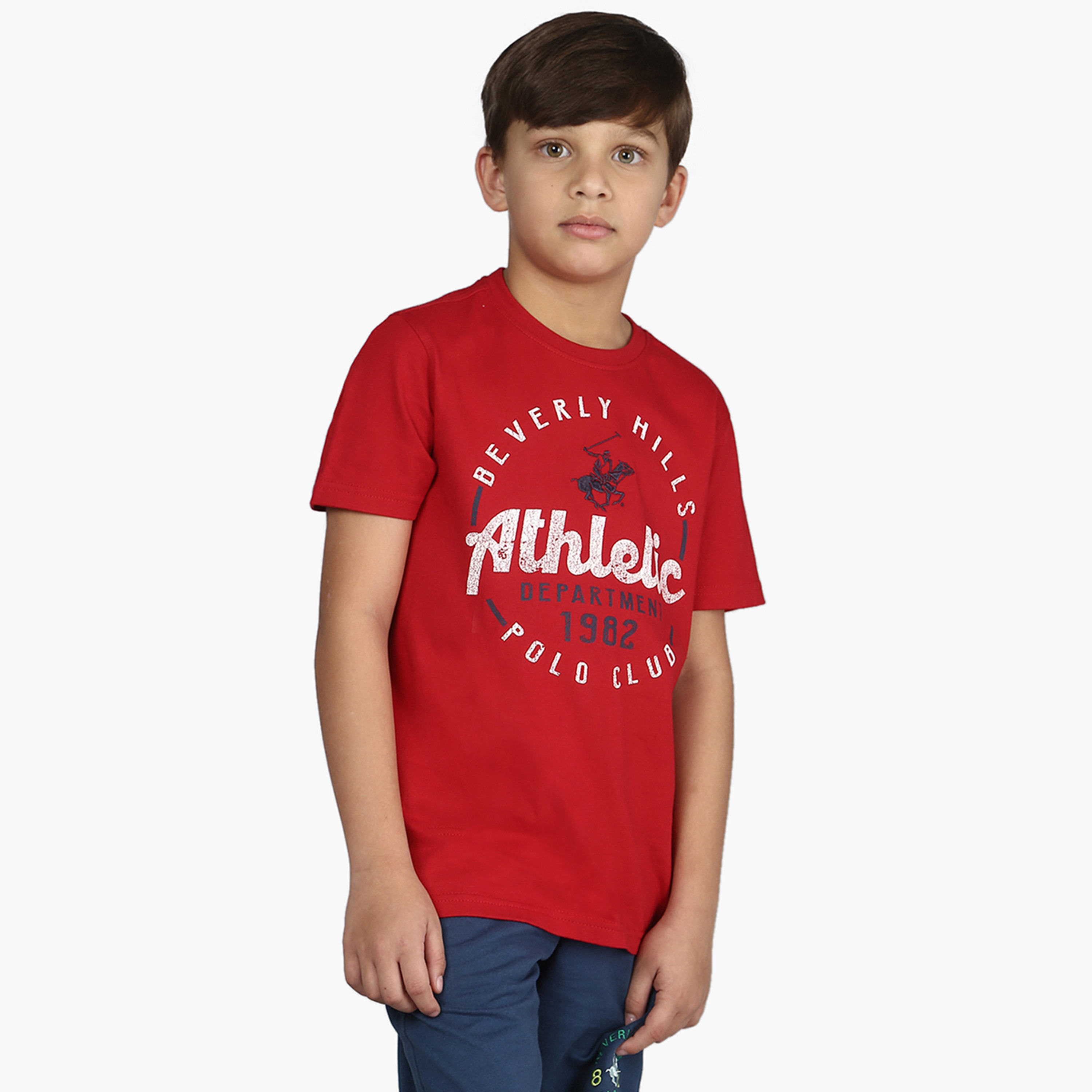 Beverly Hills Polo Club Typographic Print T-shirt with Crew Neck-boys-clothing-tshirtsandpolos-image-3