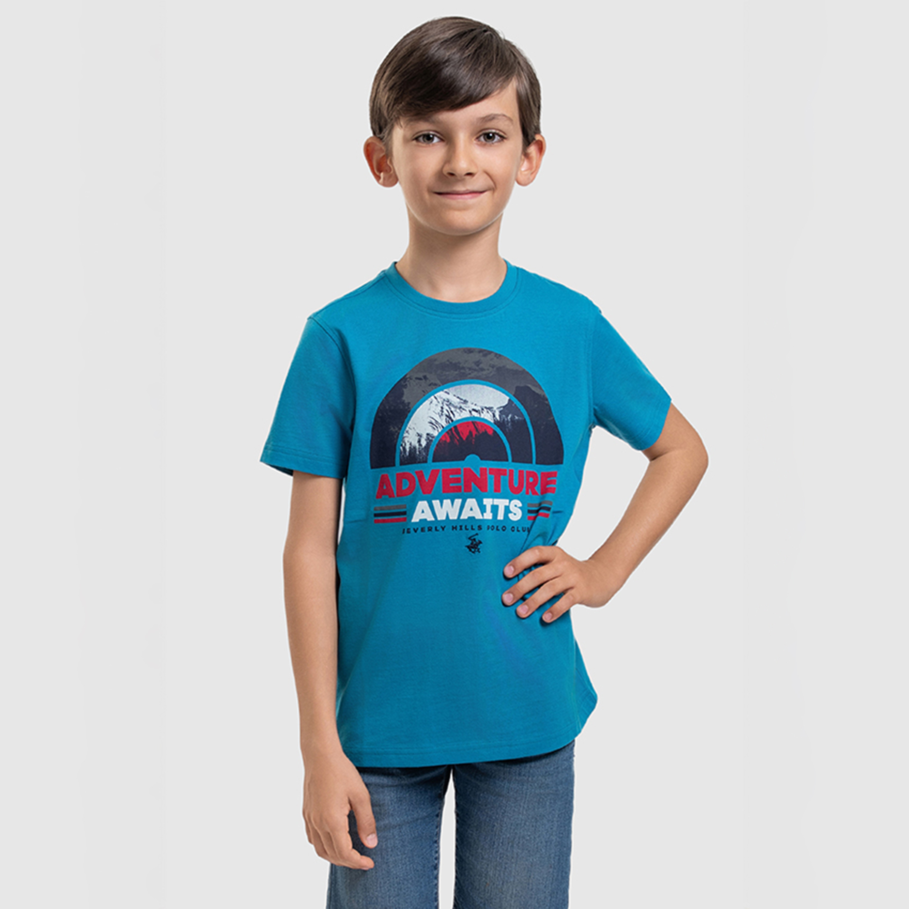 تيشيرت بياقة دائرية بتفاصيل شعار من القطن من بيفرلي هيلز بولو كلوب-boys-clothing-tshirtsandpolos-image-1