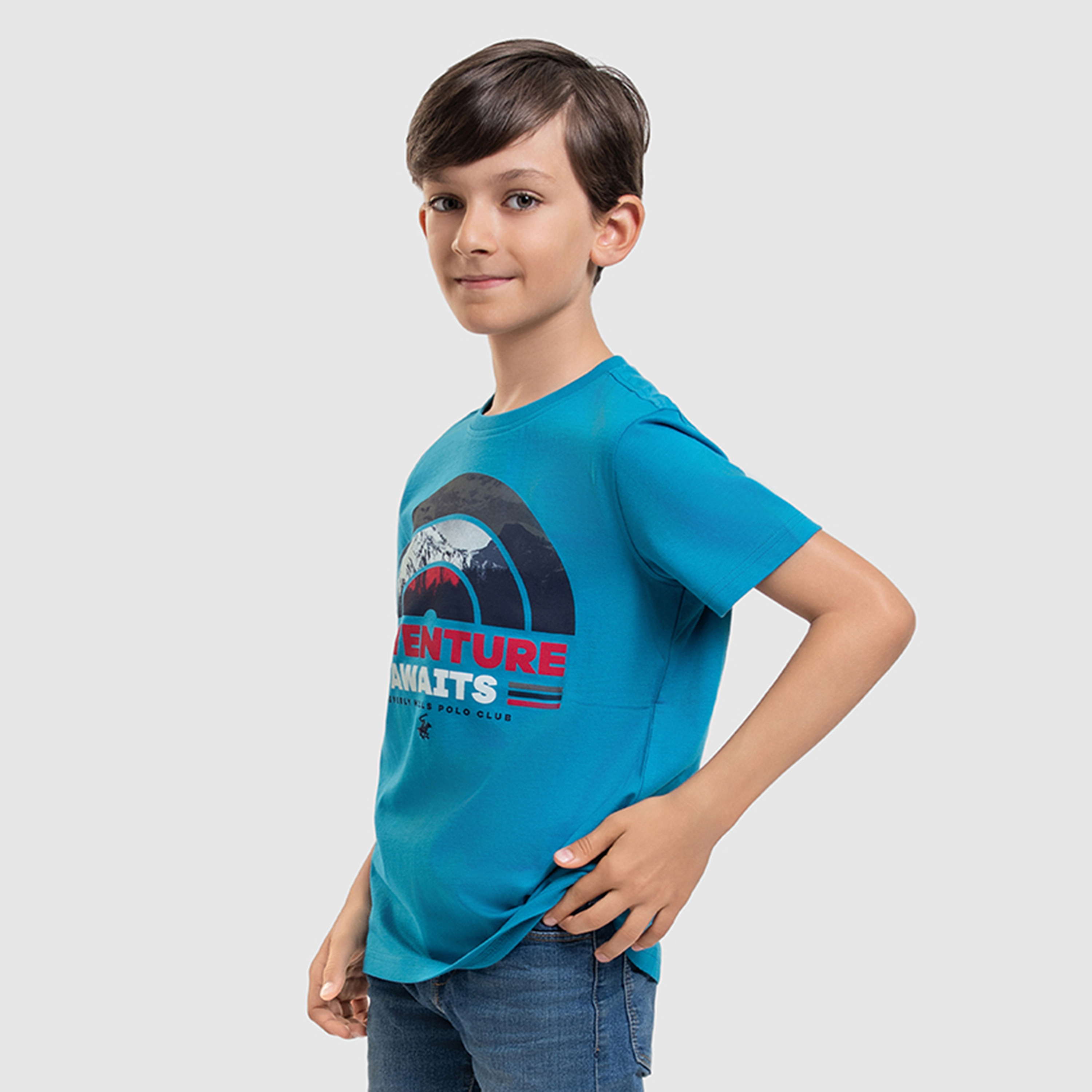 تيشيرت بياقة دائرية بتفاصيل شعار من القطن من بيفرلي هيلز بولو كلوب-boys-clothing-tshirtsandpolos-image-2