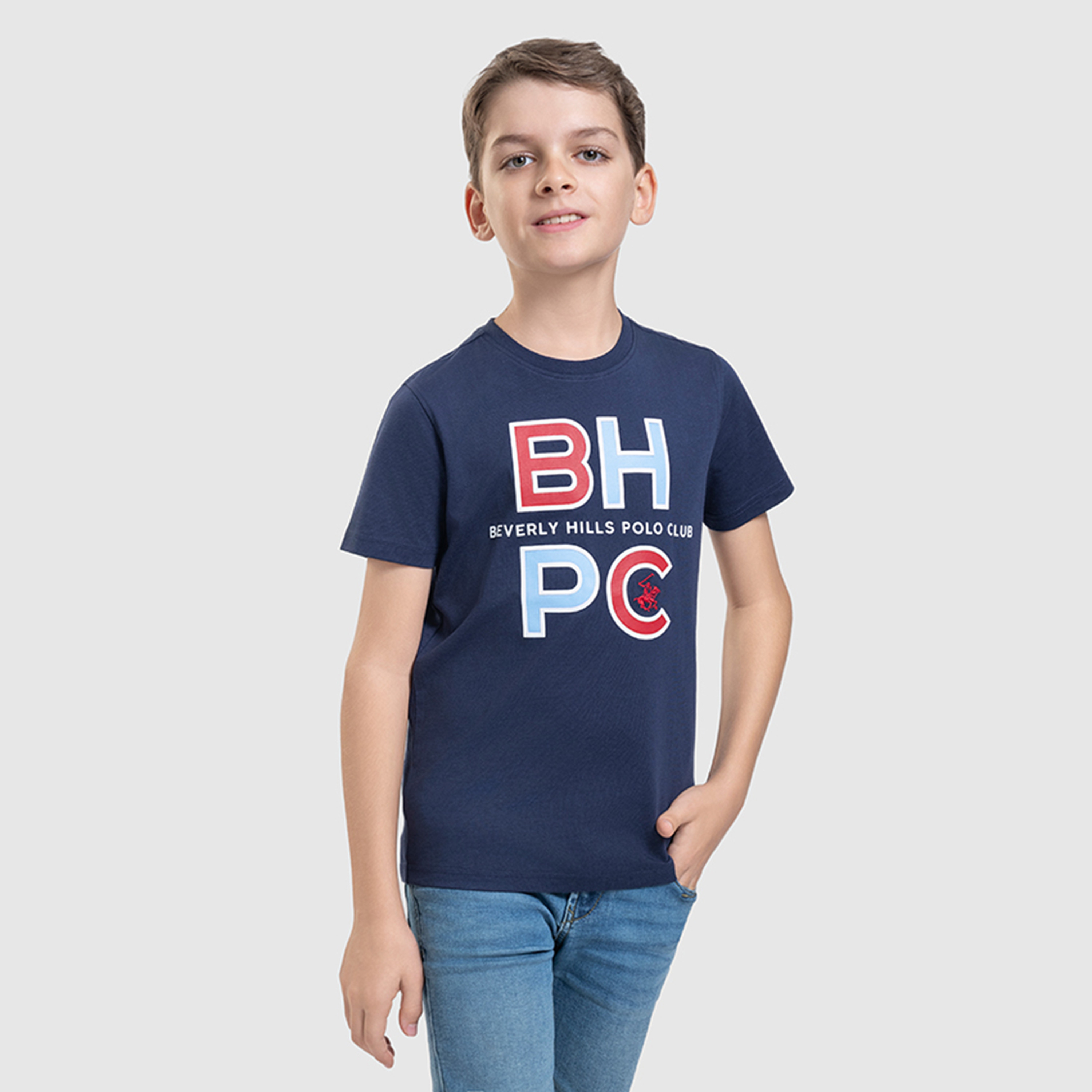 Beverly Hills Polo Club Cotton Logo Detail Round Neck T-Shirt-boys-clothing-tshirtsandpolos-image-1