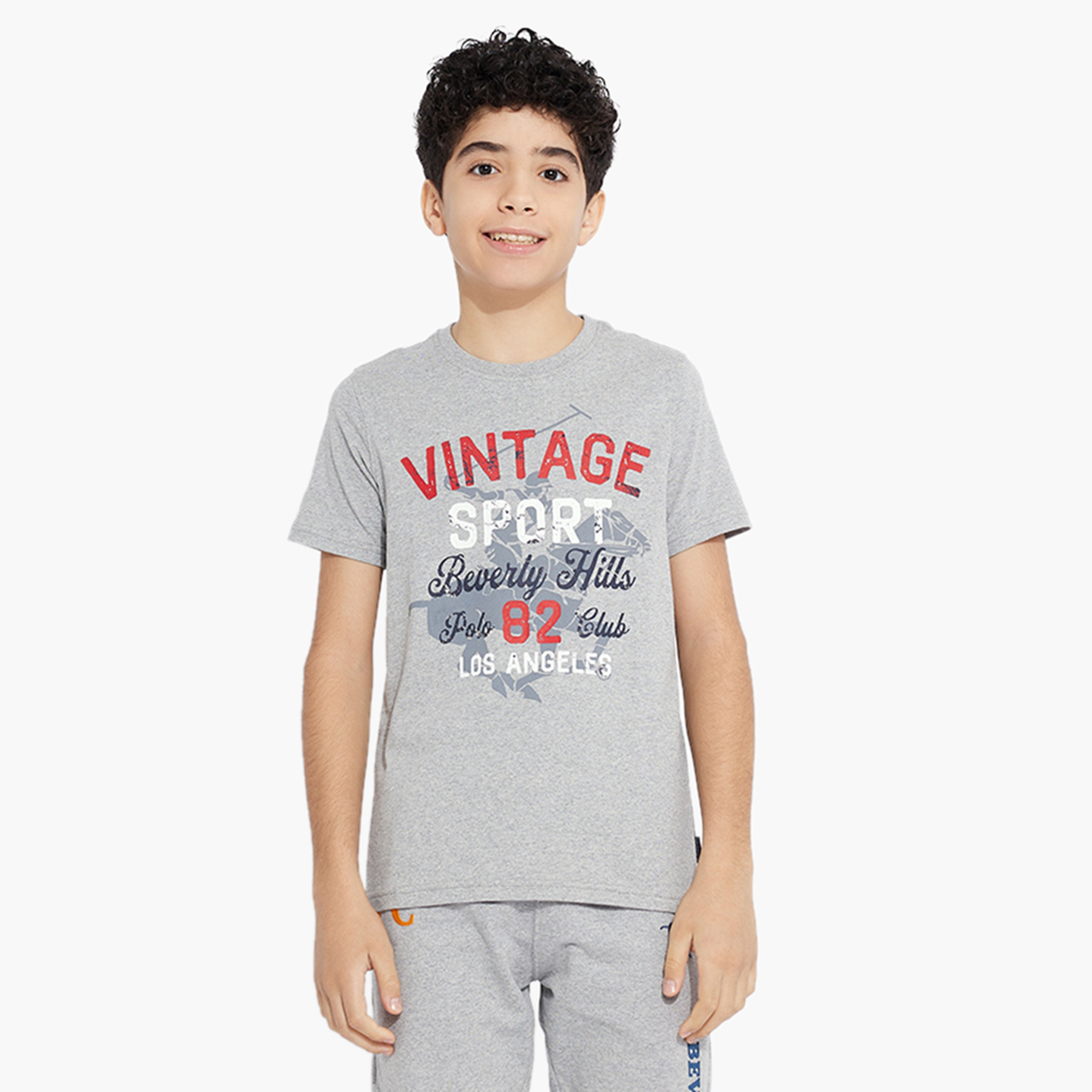 تيشيرت بأكمام قصيرة وياقة مستديرة وطبعات شعار من بيفرلي هيلز بولو كلوب-boys-clothing-tshirtsandpolos-image-1