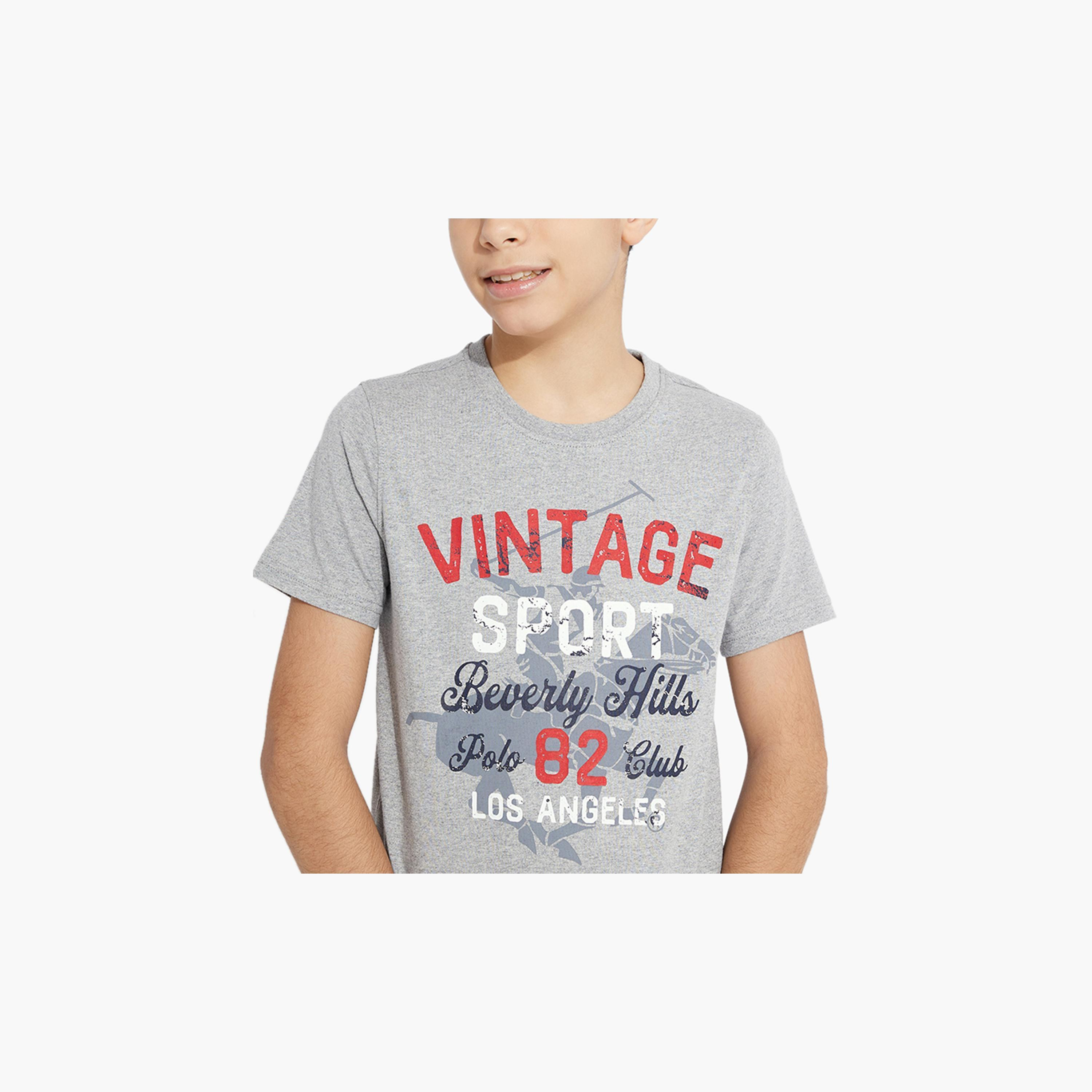 Beverly Hills Polo Club Logo Print T-shirt with Short Sleeves and Round Neck-boys-clothing-tshirtsandpolos-image-3