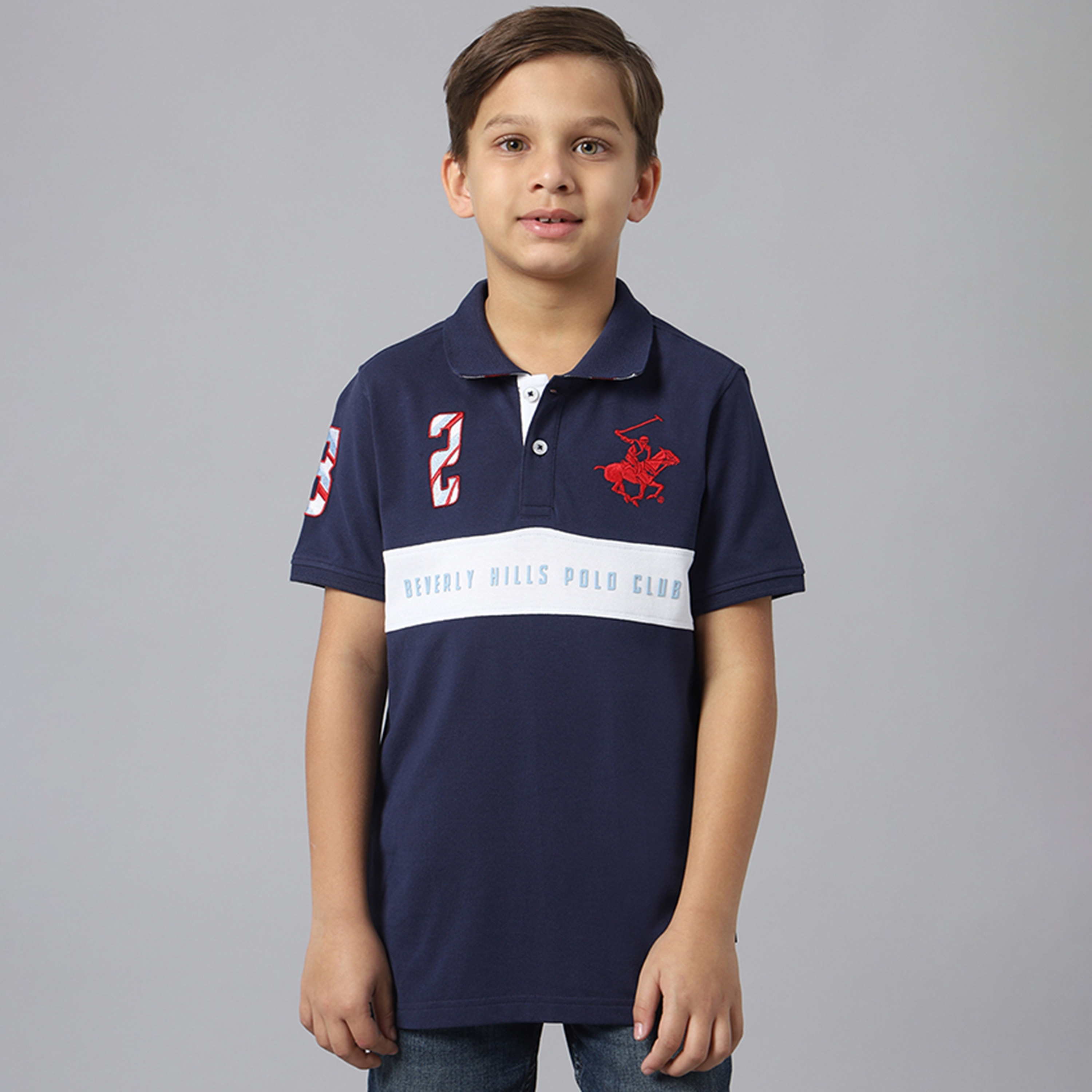 Beverly Hills Polo Club Logo Detailed Short Sleeves Colour Blocked Polo-boys-clothing-tshirtsandpolos-image-1