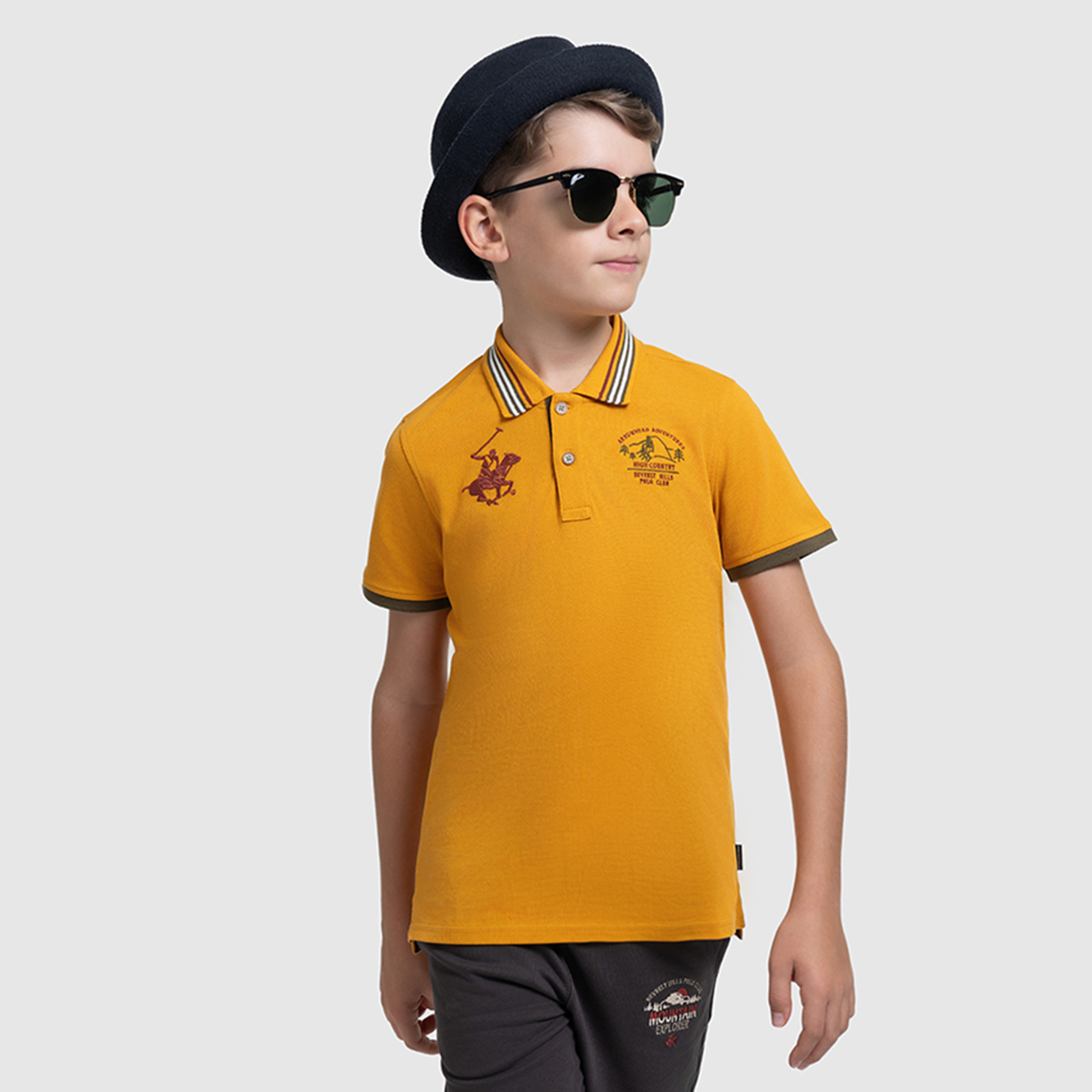 تيشيرت بياقة بولو سادة من القطن من بيفرلي هيلز بولو كلوب-boys-clothing-tshirtsandpolos-image-1