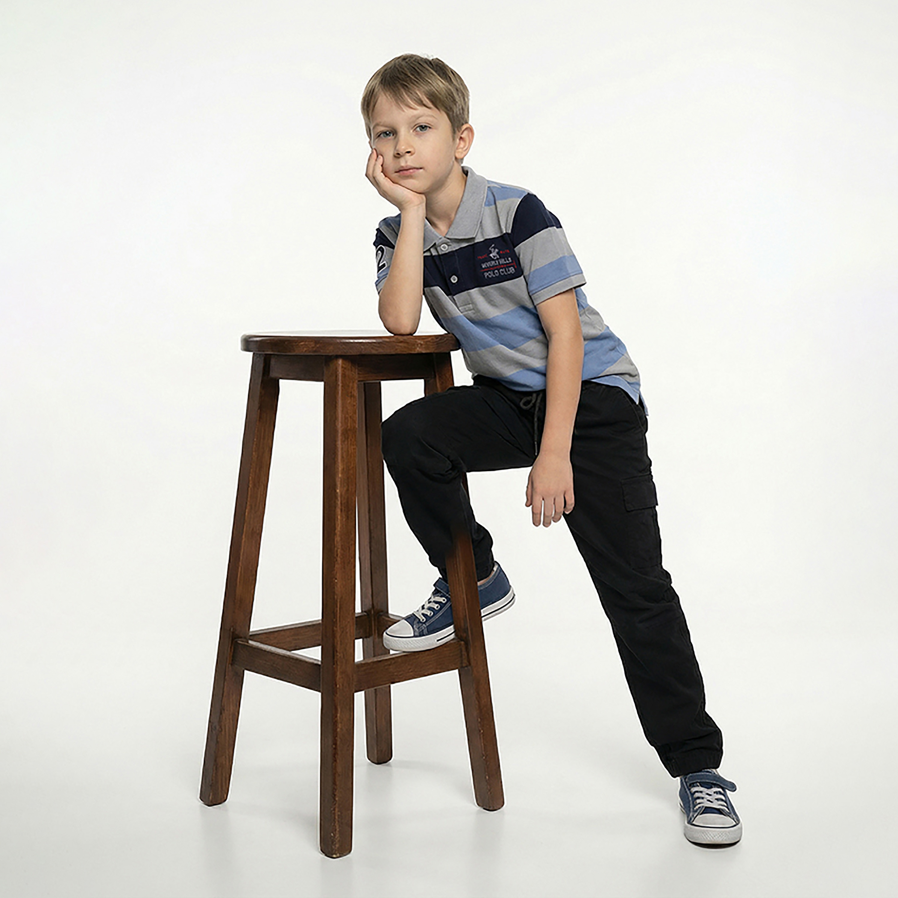 تيشيرت مخطط بياقة وأكمام قصيرة من بيفرلي هيلز بولو كلوب-baby-boys-clothing-tshirtsandpolos-image-4